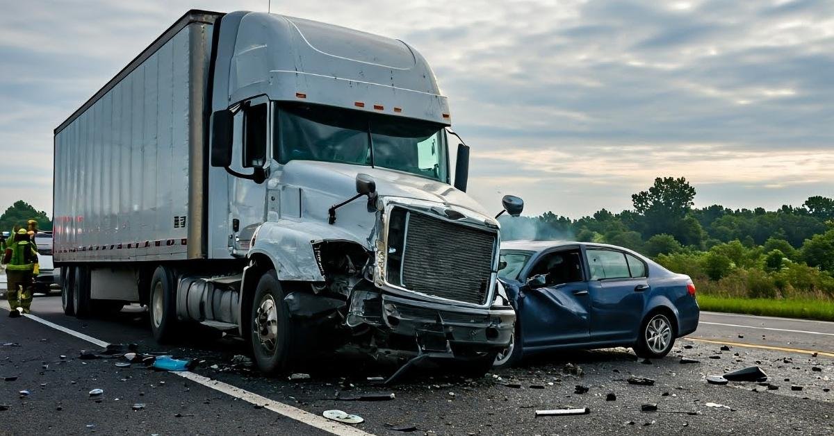 Commercial truck involved in a roadway accident
