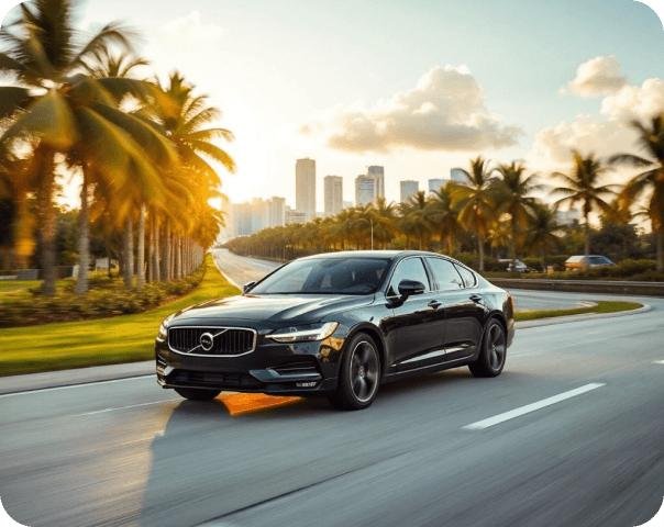 Rideshare vehicle traveling on a Florida roadway where Lyft accidents can occur.