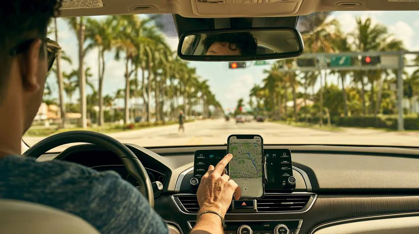 Rideshare driver using a smartphone app