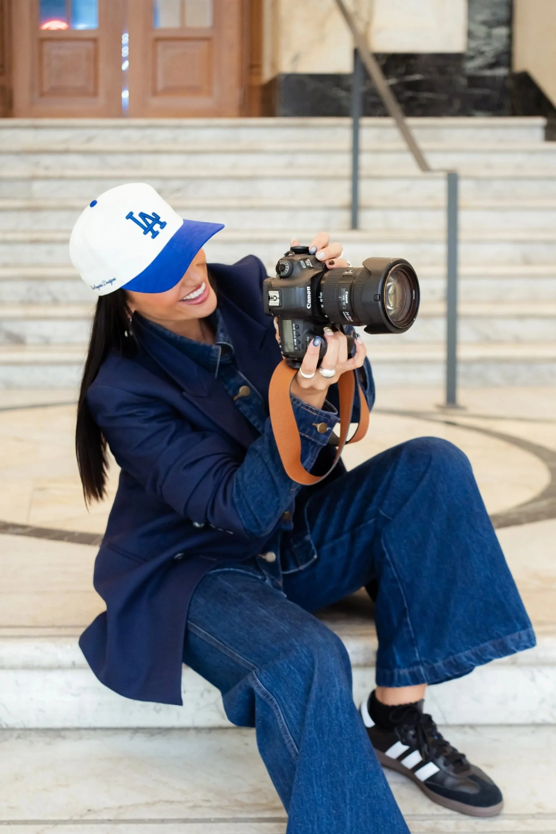 Personal branding photography session in Wellington workspace.