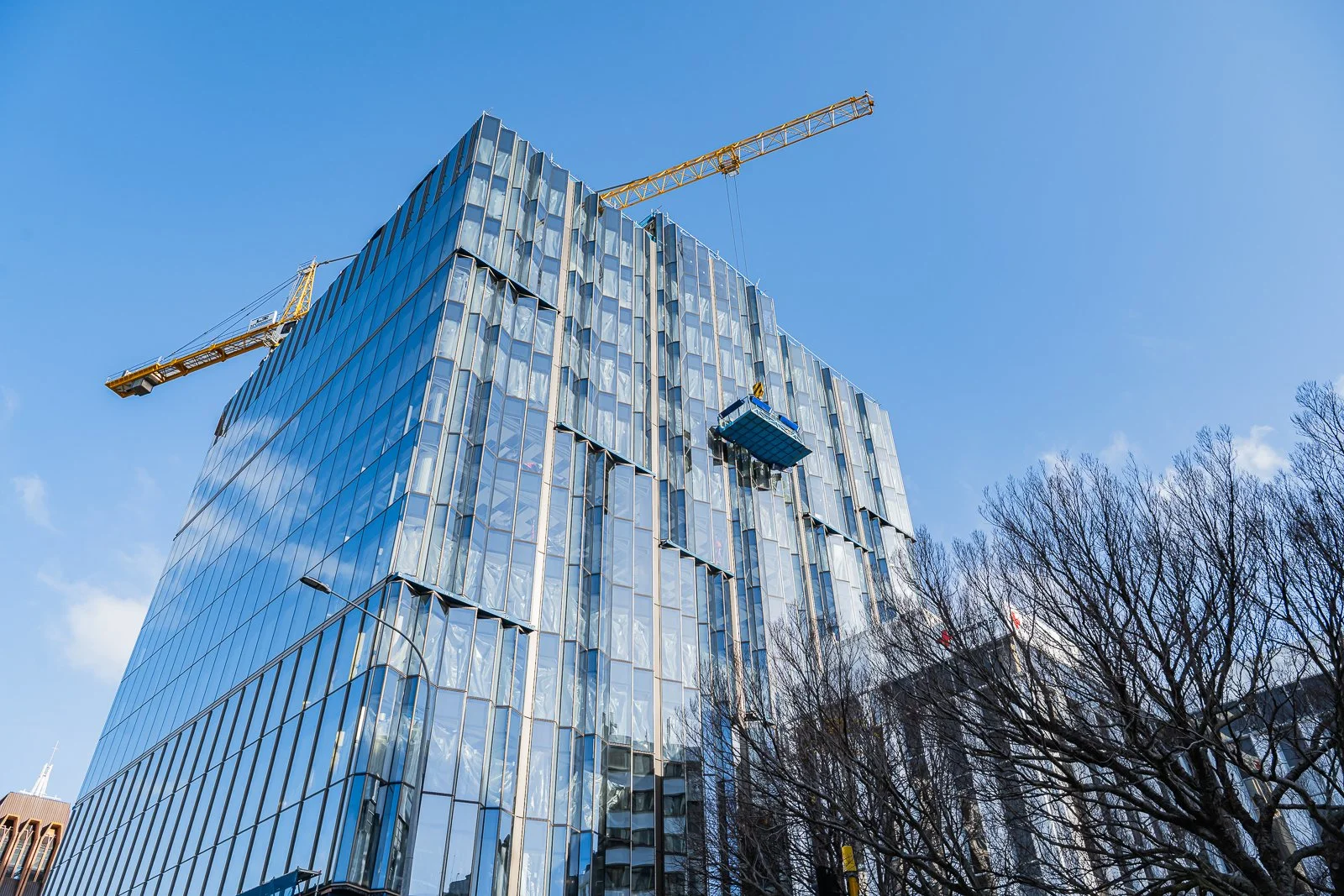 Commercial construction photography in Wellington capturing modern office development and architectural detail.