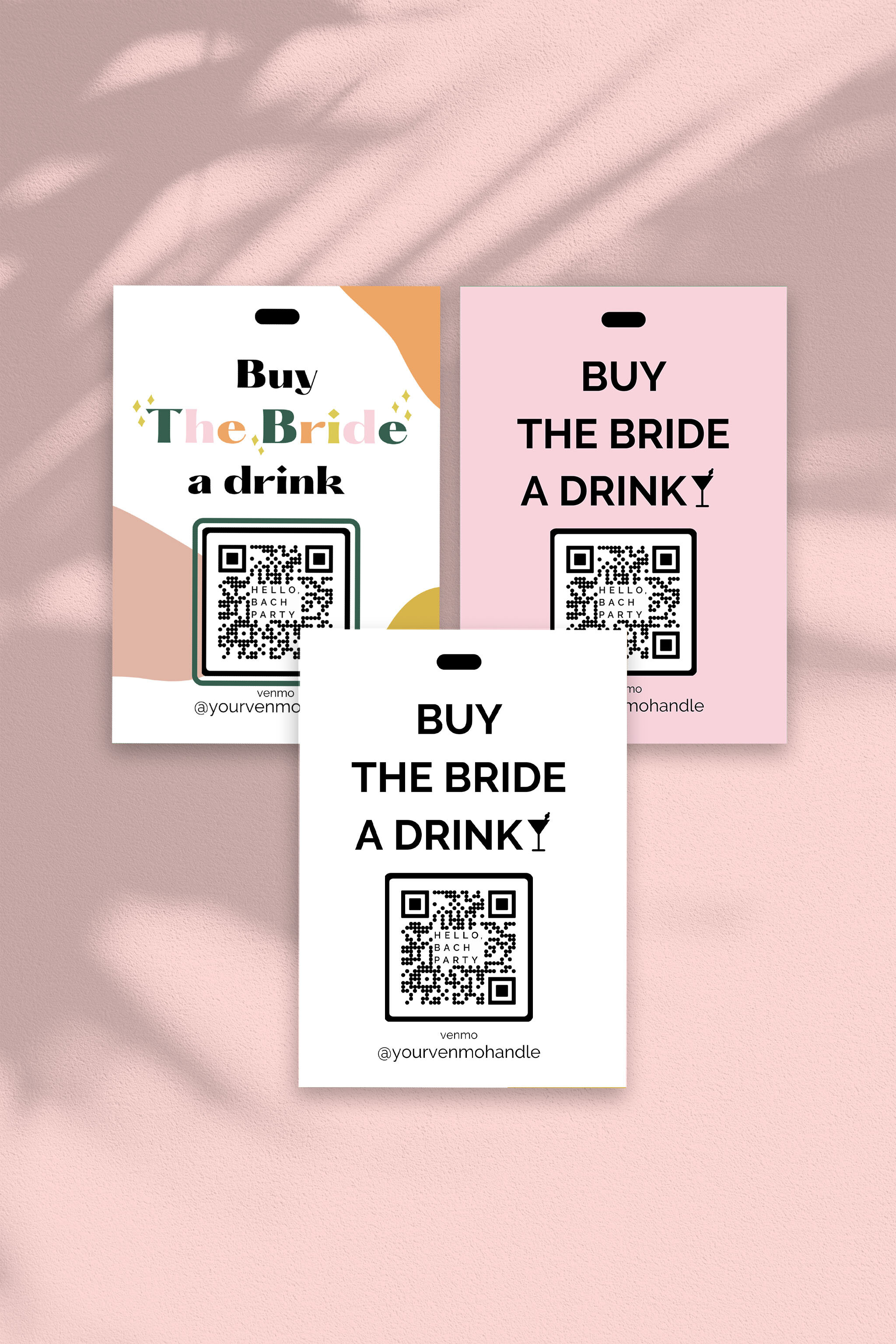 'Buy the Bride a Drink' Bachelorette QR Code Digital Template for