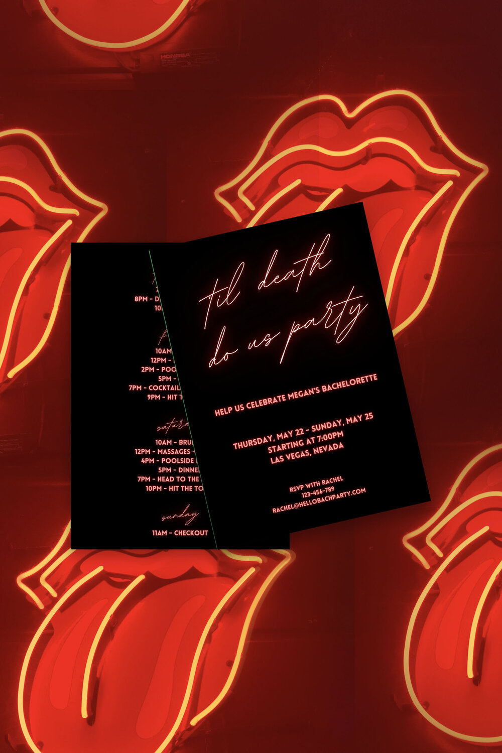 Til Death Do Us Party -  Bachelorette Invite and Itinerary 5x7 Digital Template for Canva
