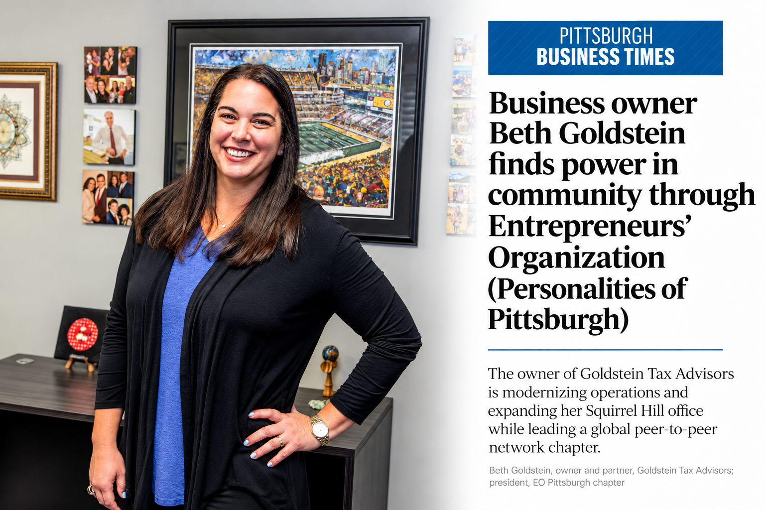 Beth Goldstein, owner of Goldstein Tax Advisors, featured in the Pittsburgh Business Times Personalities of Pittsburgh series