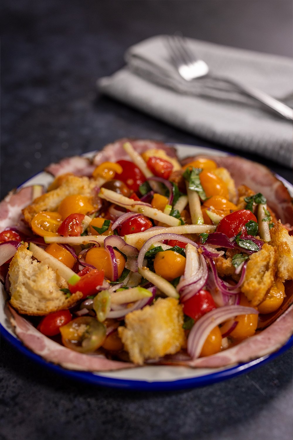 PORK, APPLE AND TOMATO PANZANELLA SALAD — Left Off the Map