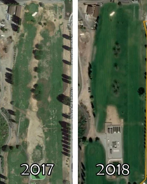 Crescent Bar golf course grass before and after
