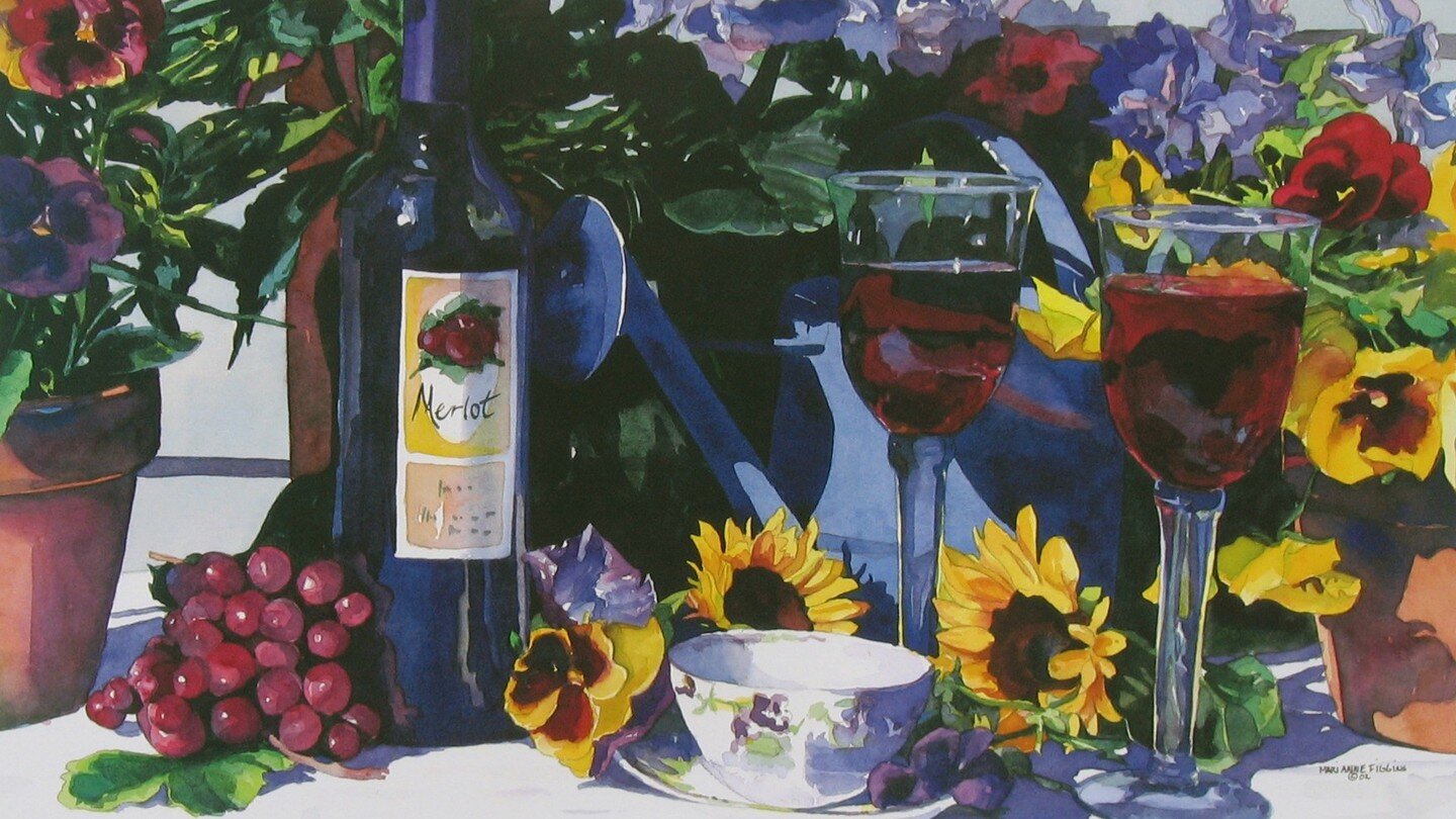 Hmmm having an issue posting this one with a caption 🤷&zwj;♀️

This is called &quot;Merlot&quot;... I've always loved painting flowers and found these beautiful teacups I incorporated into this painting. 

14&quot; x 21&quot; fine art print. Avail o