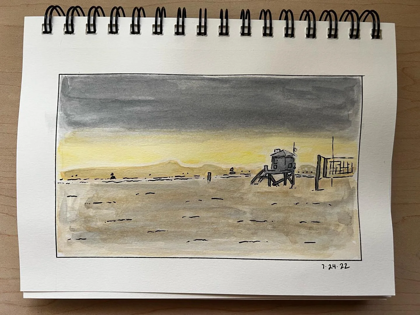 Beach sunset. From mind to paper. I didn&rsquo;t want to forget the moment. 
.
.
.
.
#watercolorpainting #watercolor #painting #illustration&nbsp;#art&nbsp;#drawing&nbsp;#artist&nbsp;&nbsp;#artwork&nbsp;#illustrator&nbsp;#draw&nbsp;#artistsoninstagra