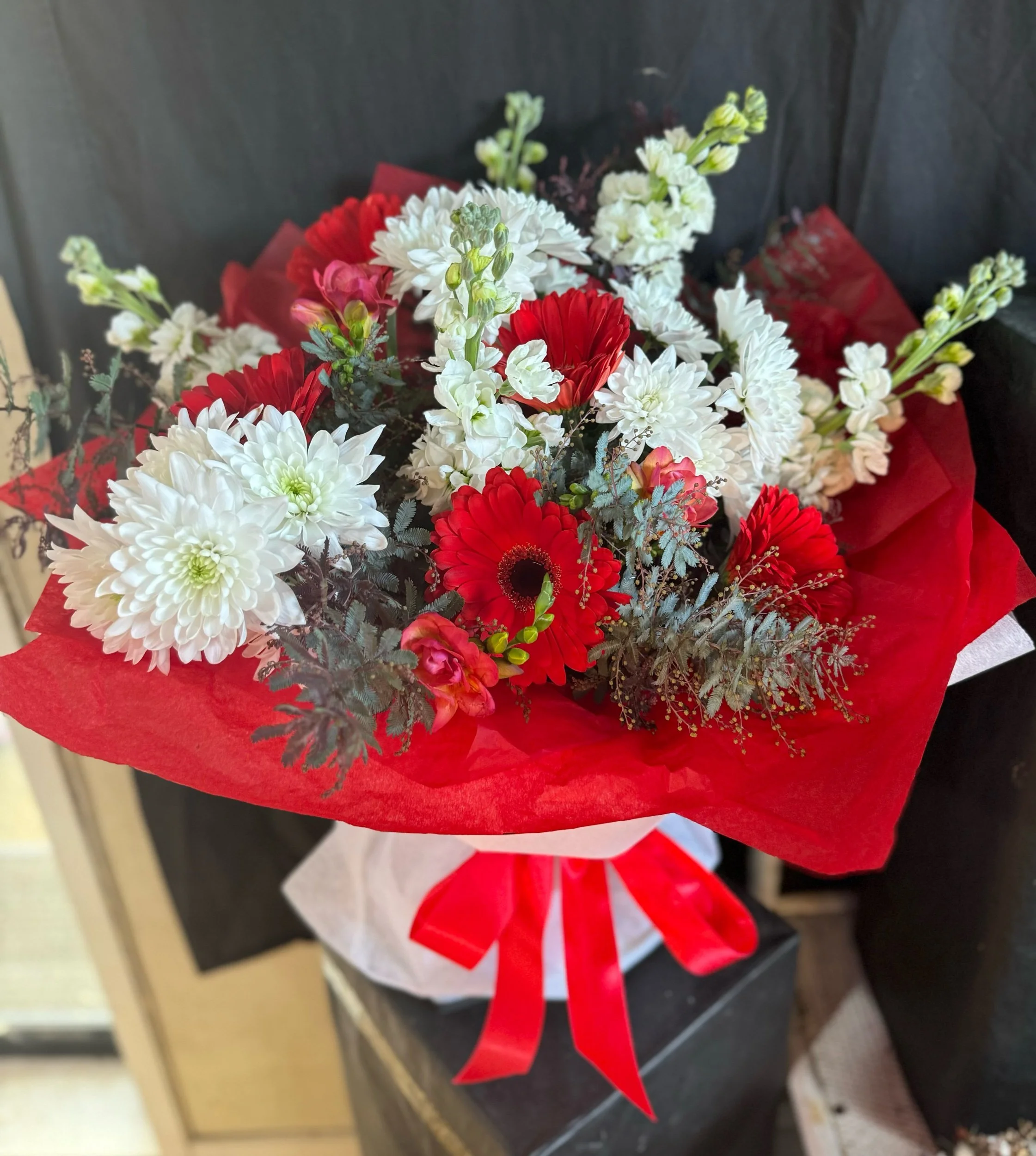 Red and White Blooming  Bouquet