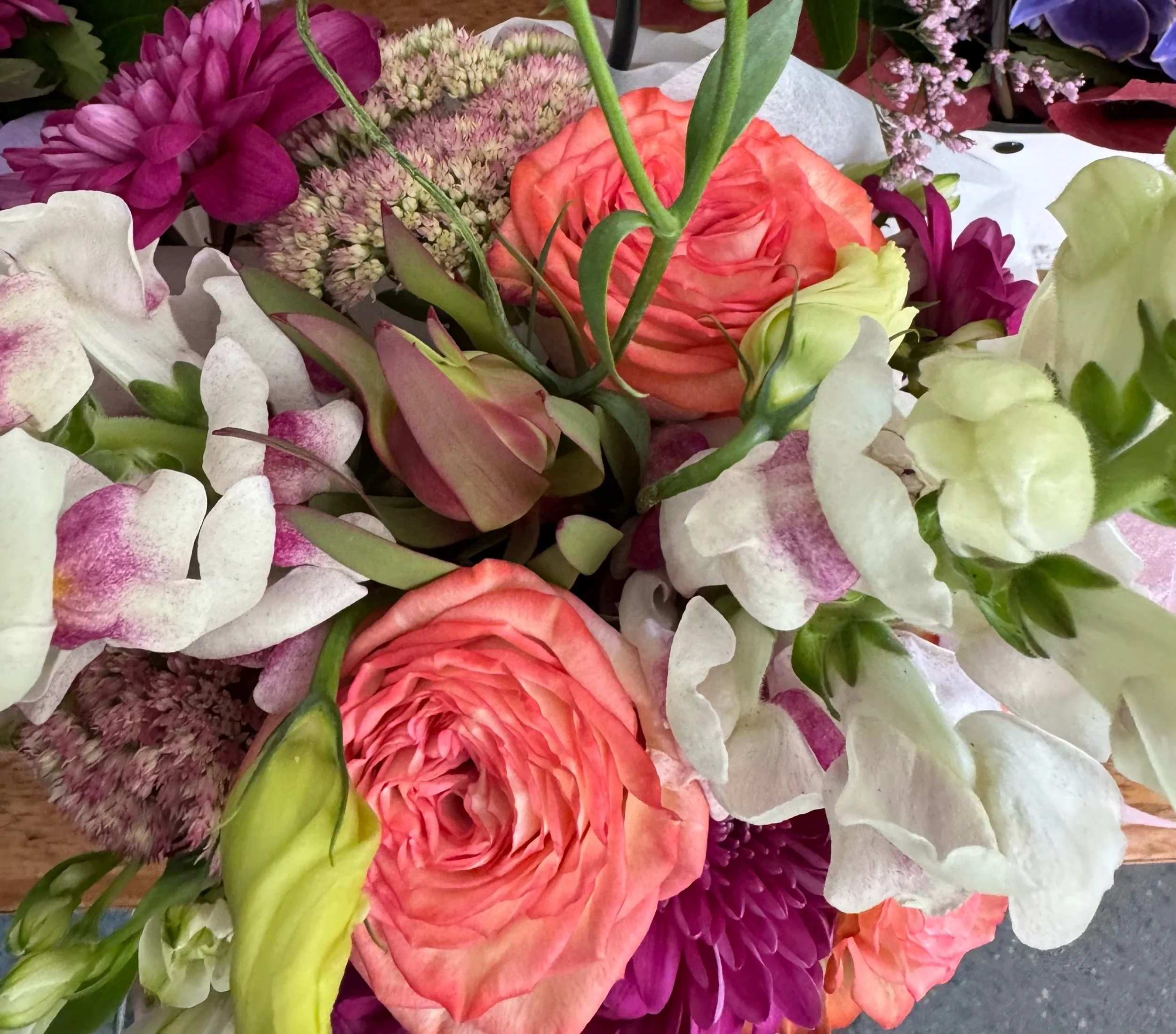 Petite seasonal flower posy – small florist arrangement available for Auckland flower delivery