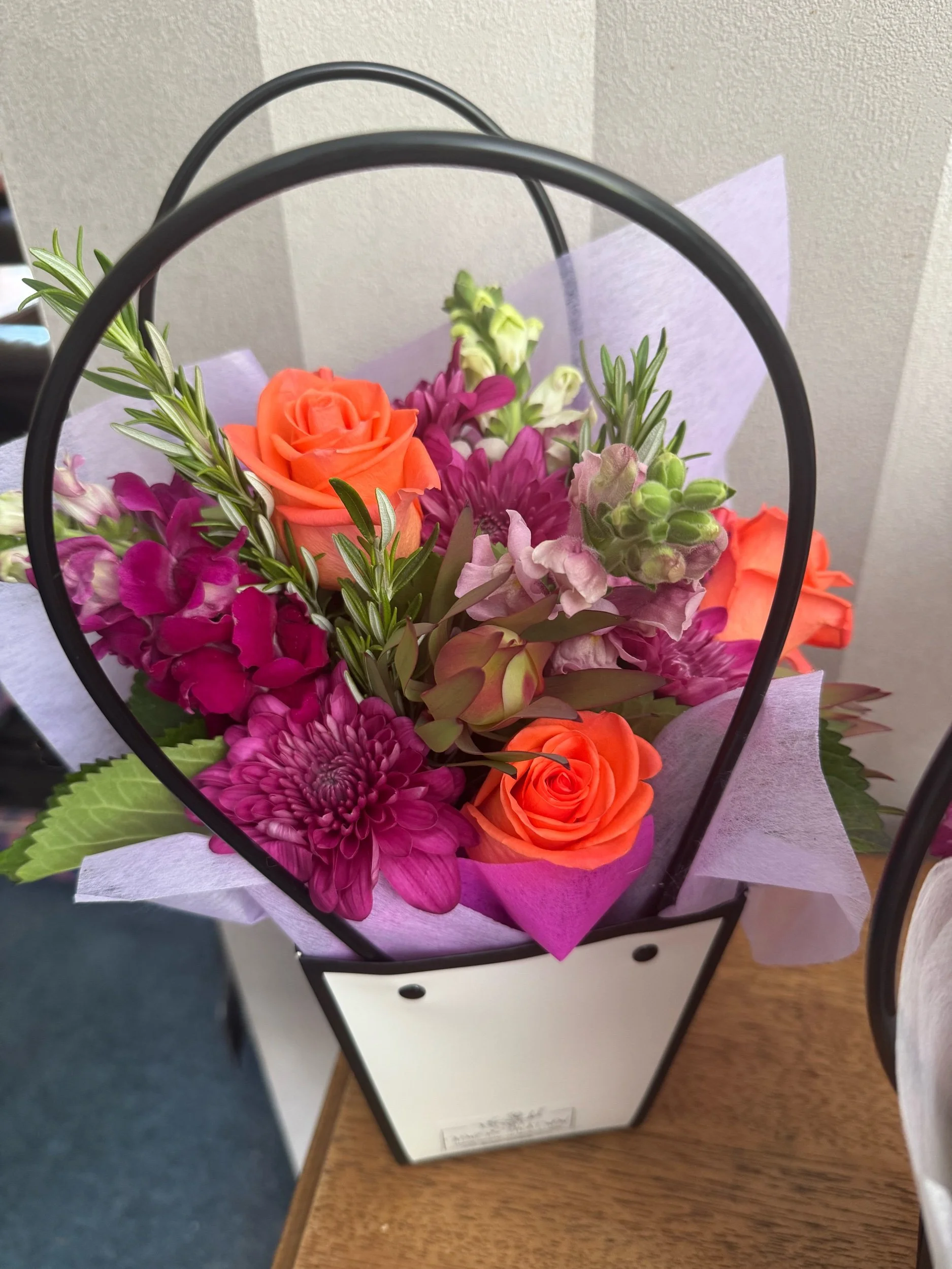 Petite seasonal flower posy – small florist arrangement available for Auckland flower delivery