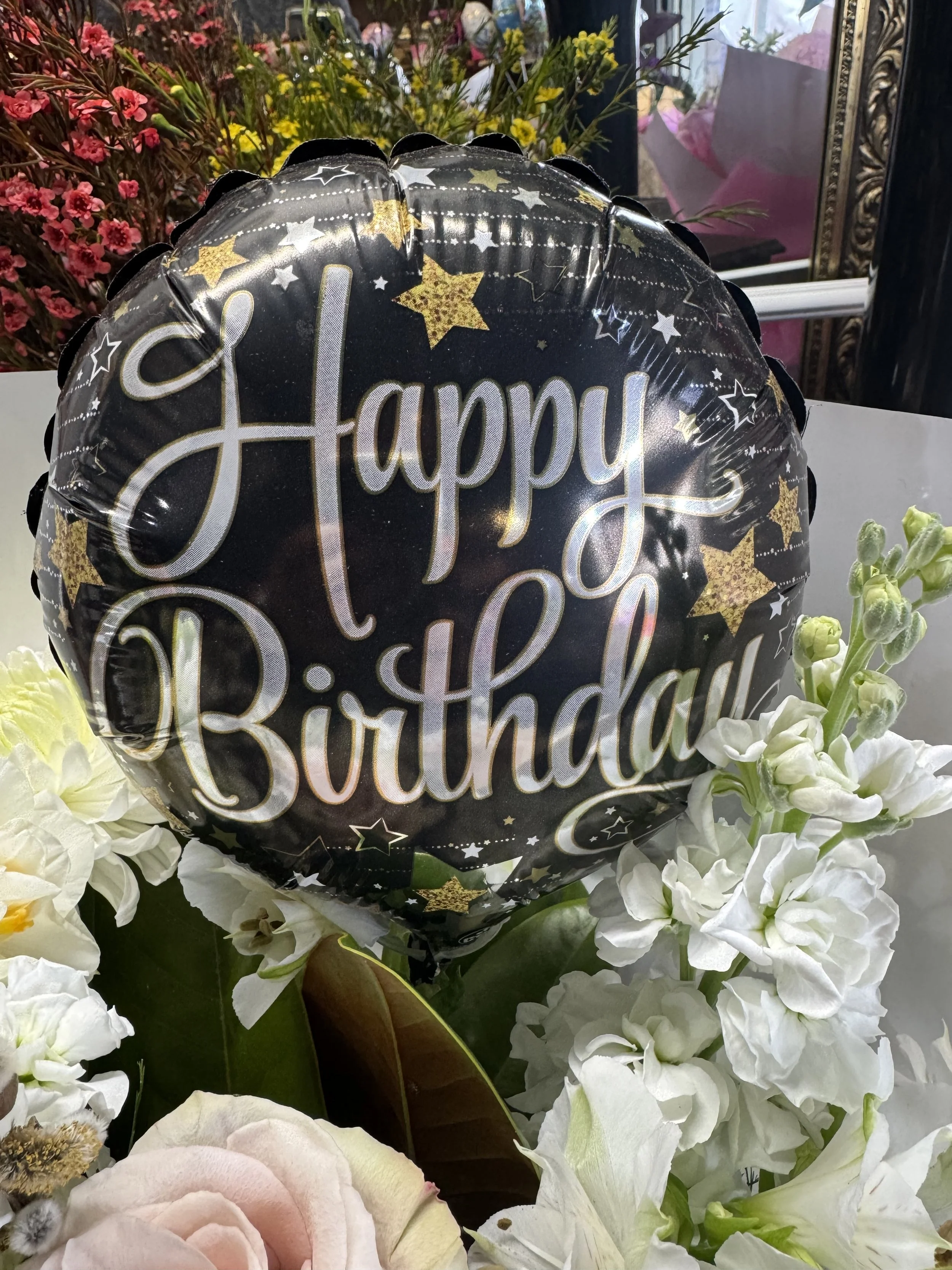 Balloon- Happy Birthday black and gold