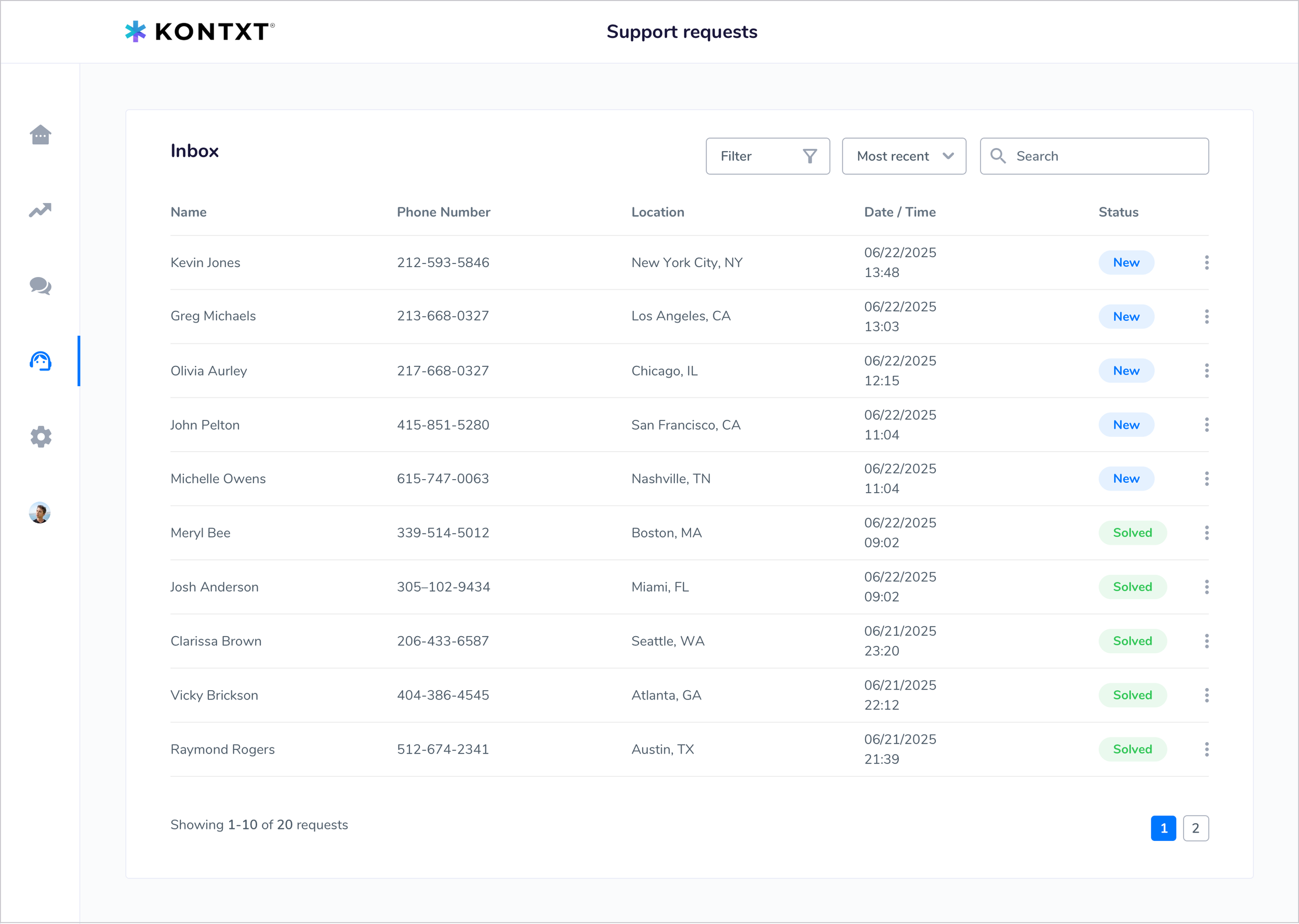 Kontxt - Support Requests
