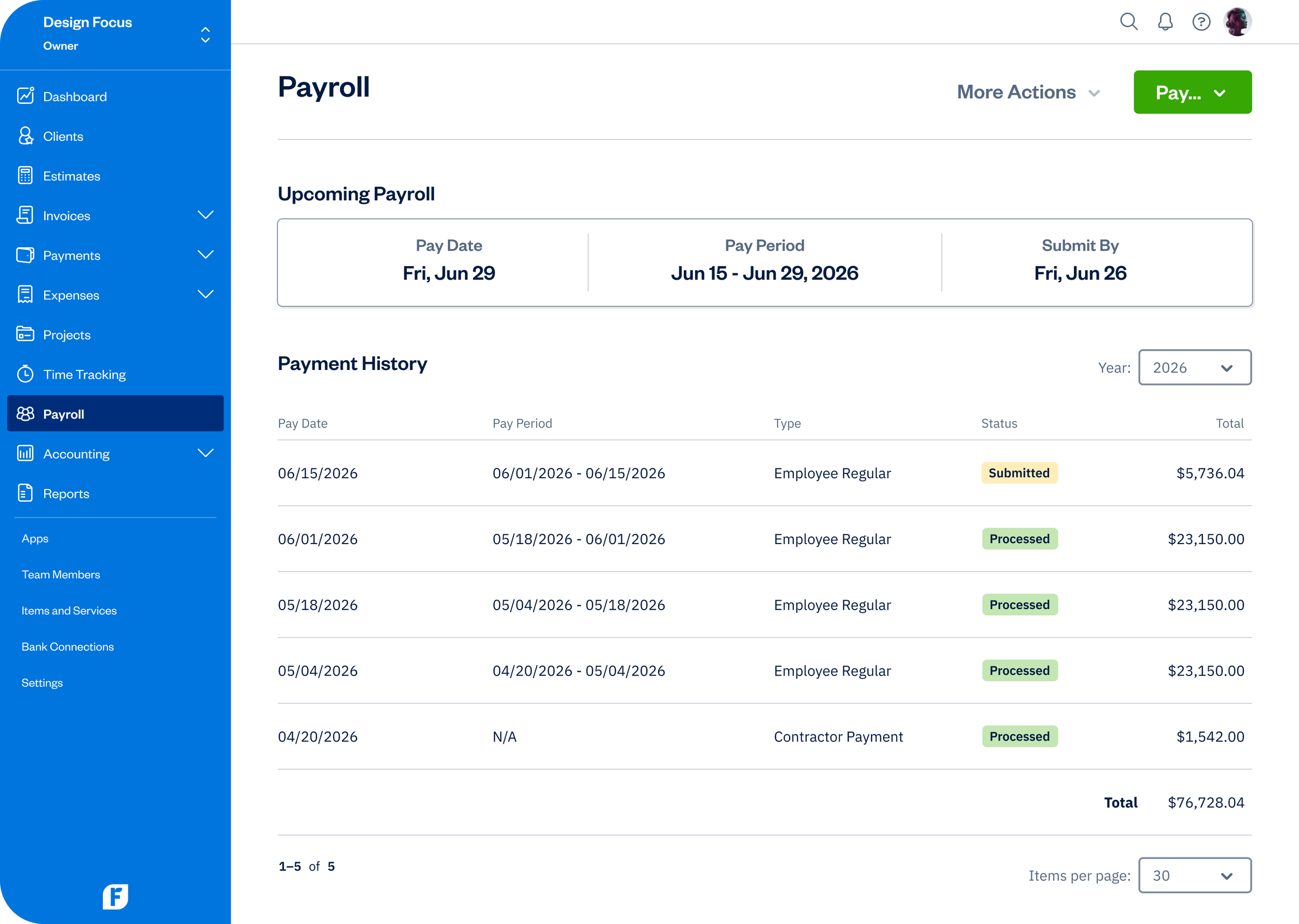 FreshBooks - Payroll