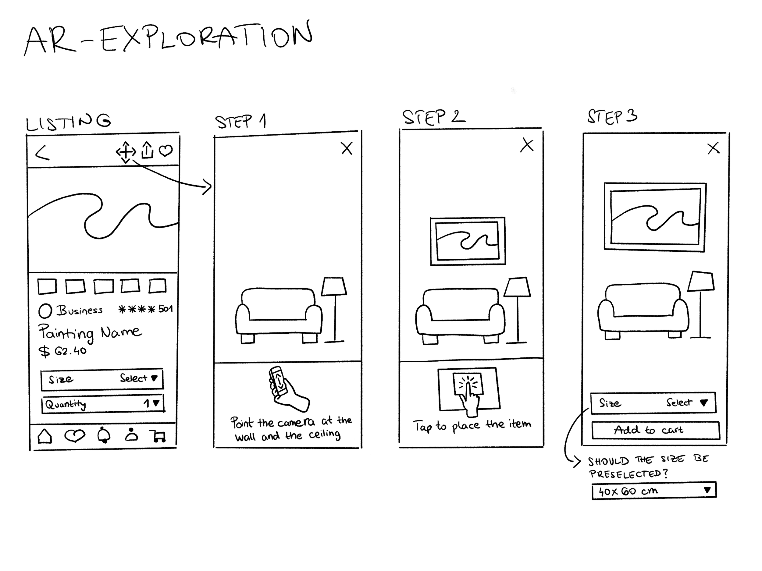 Augmented Reality - Wireframes - Exploration