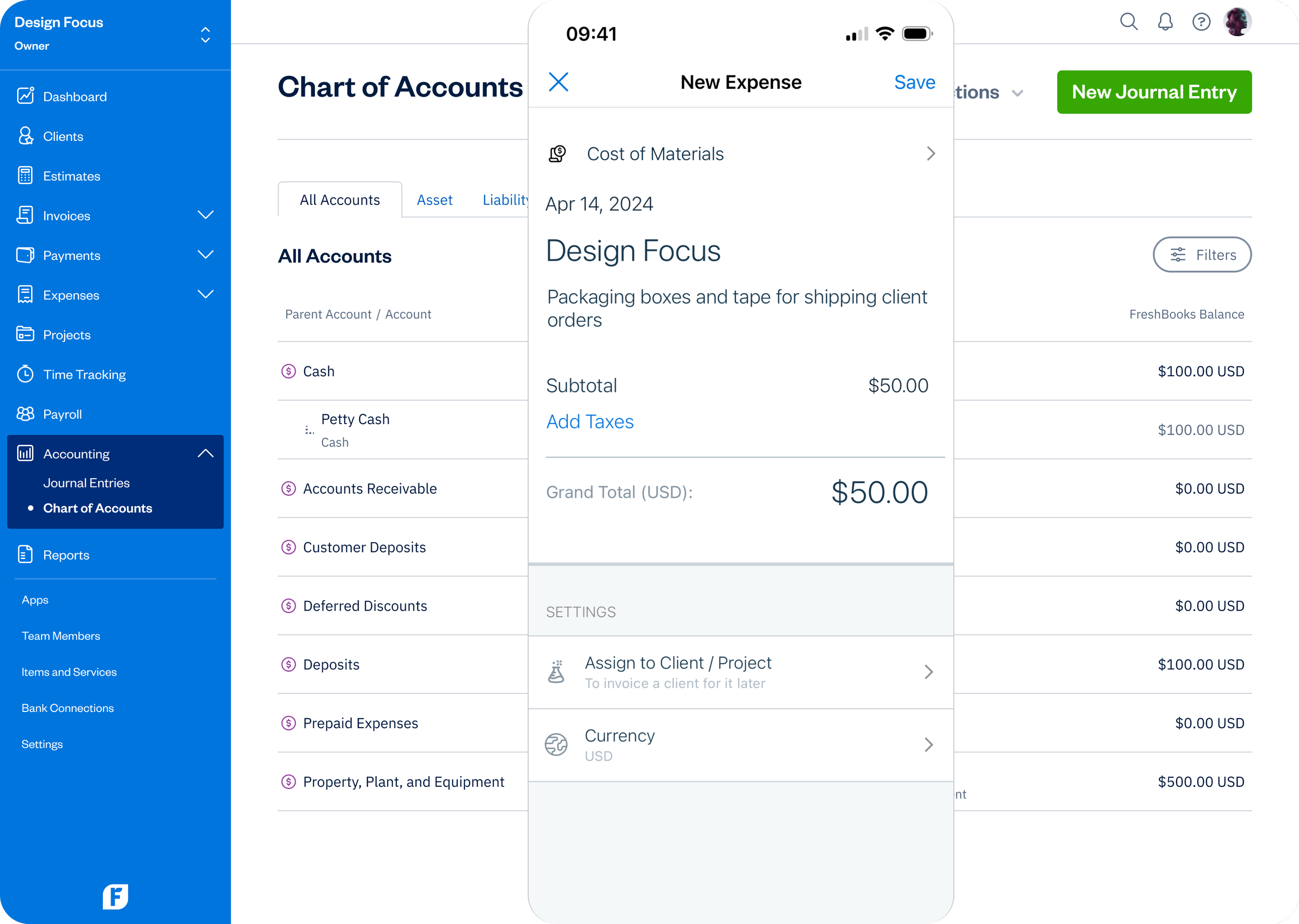 FreshBooks - Chart of Accounts