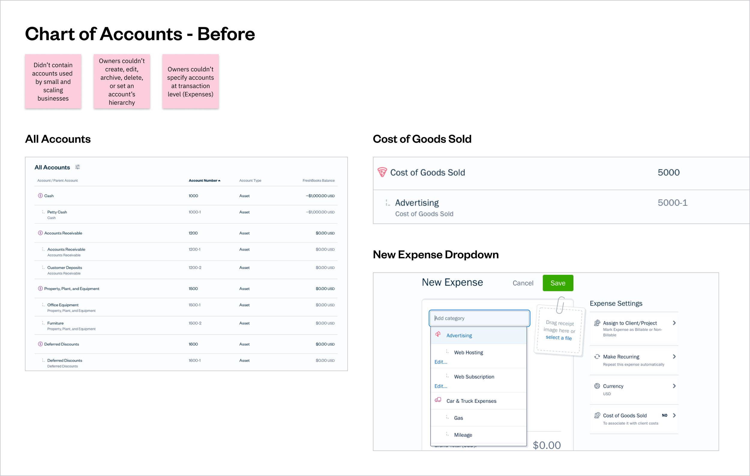Chart of Accounts - Before