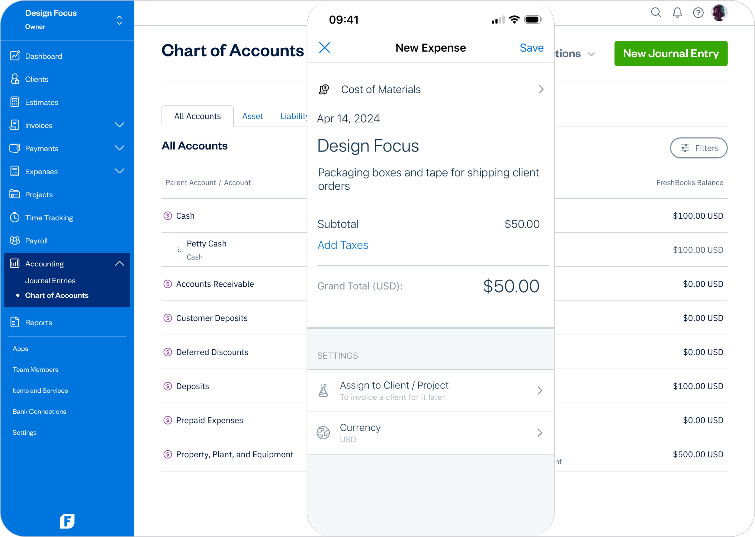 FreshBooks - Chart of Accounts