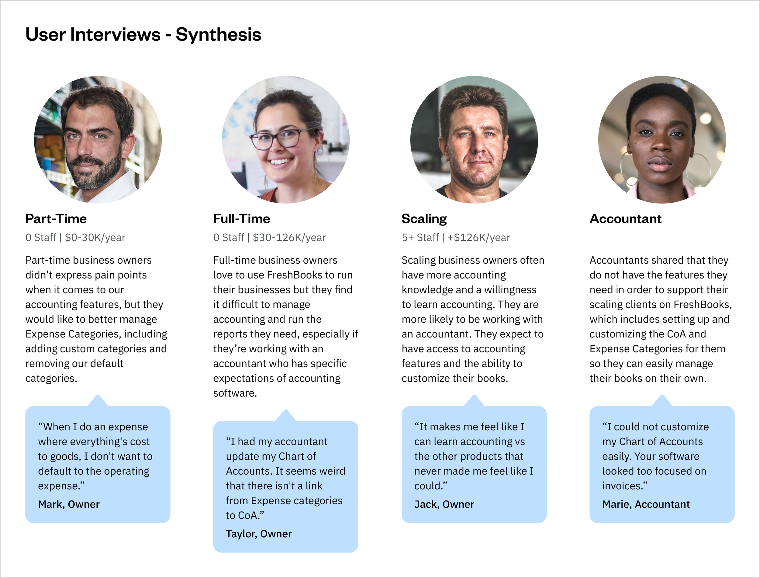 Chart of Accounts - User Interviews - Synthesis