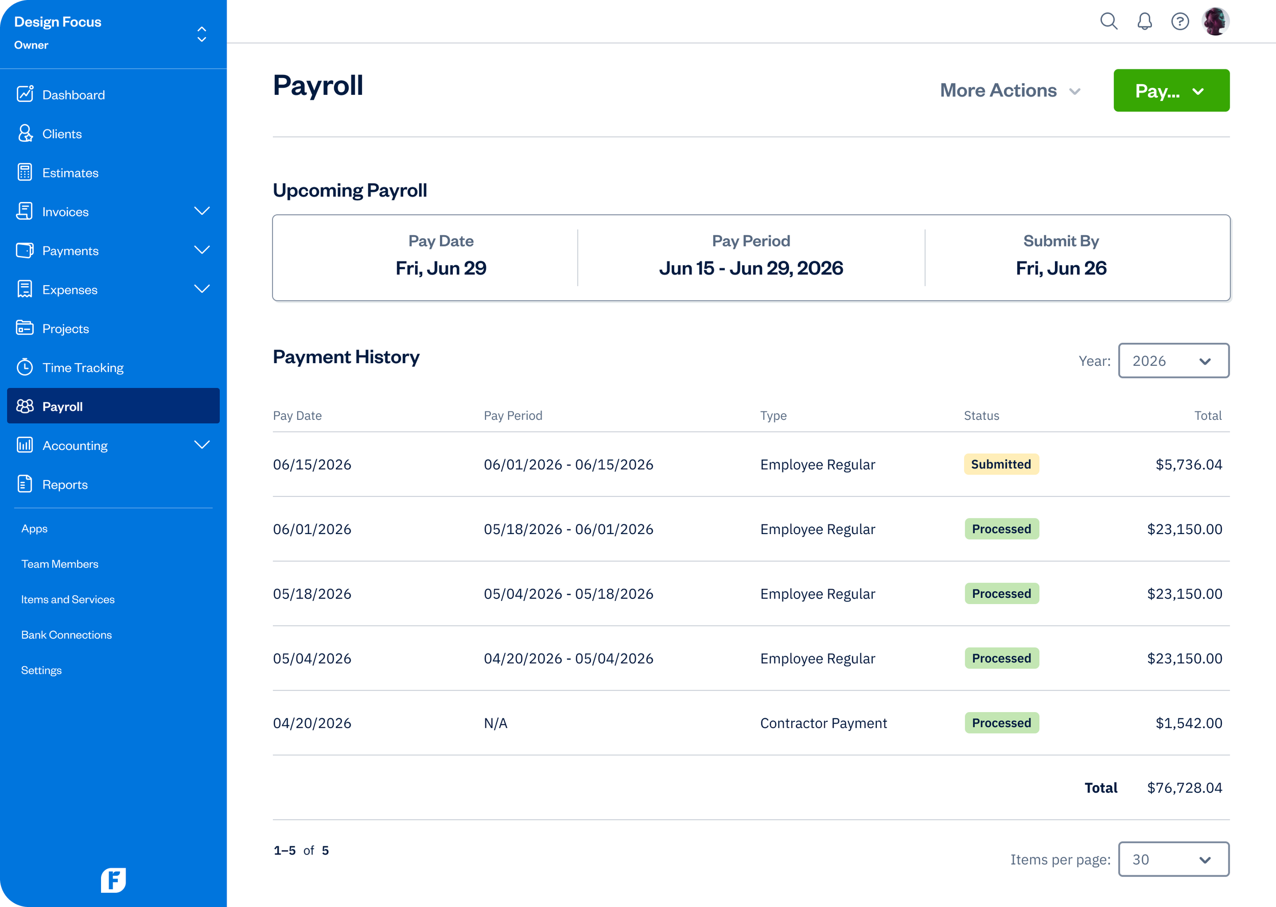 FreshBooks - Payroll