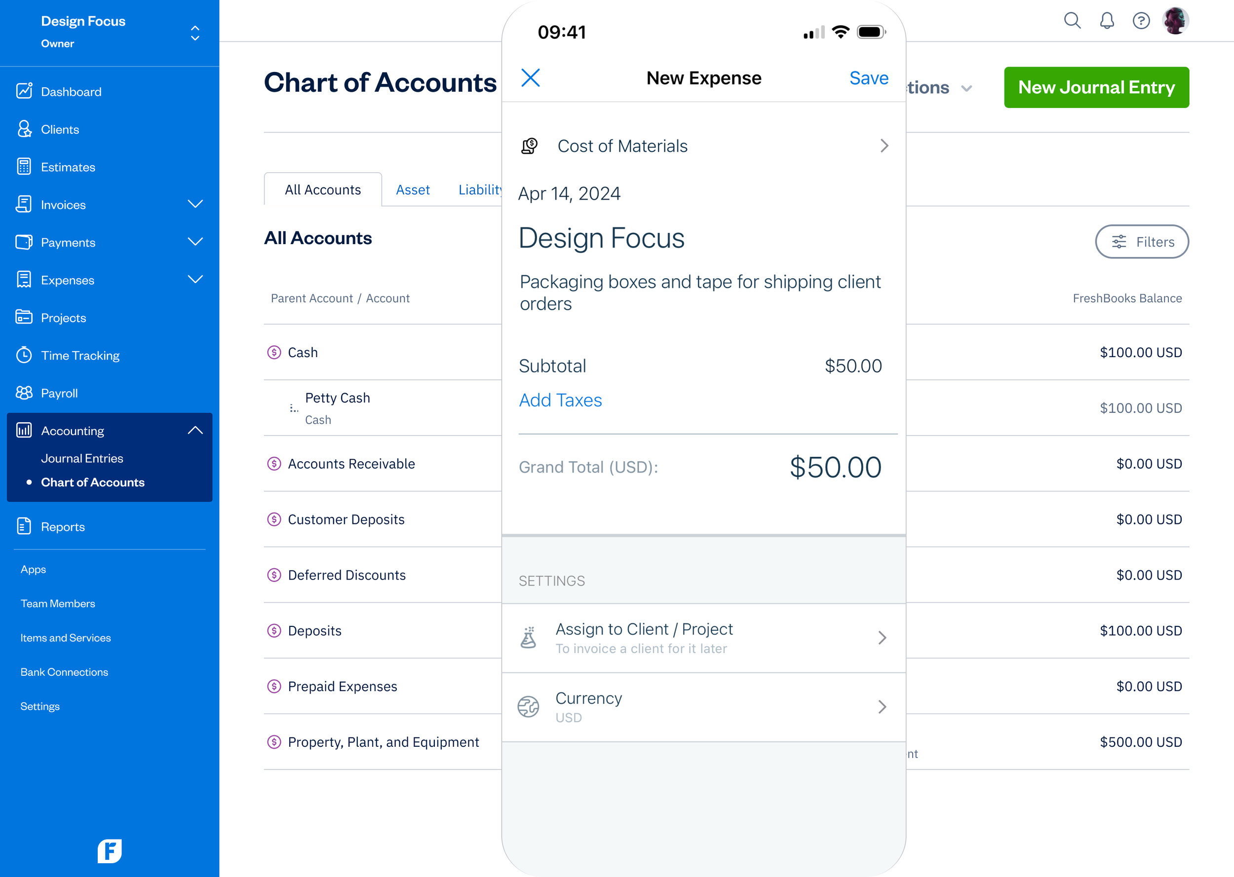 FreshBooks - Chart of Accounts