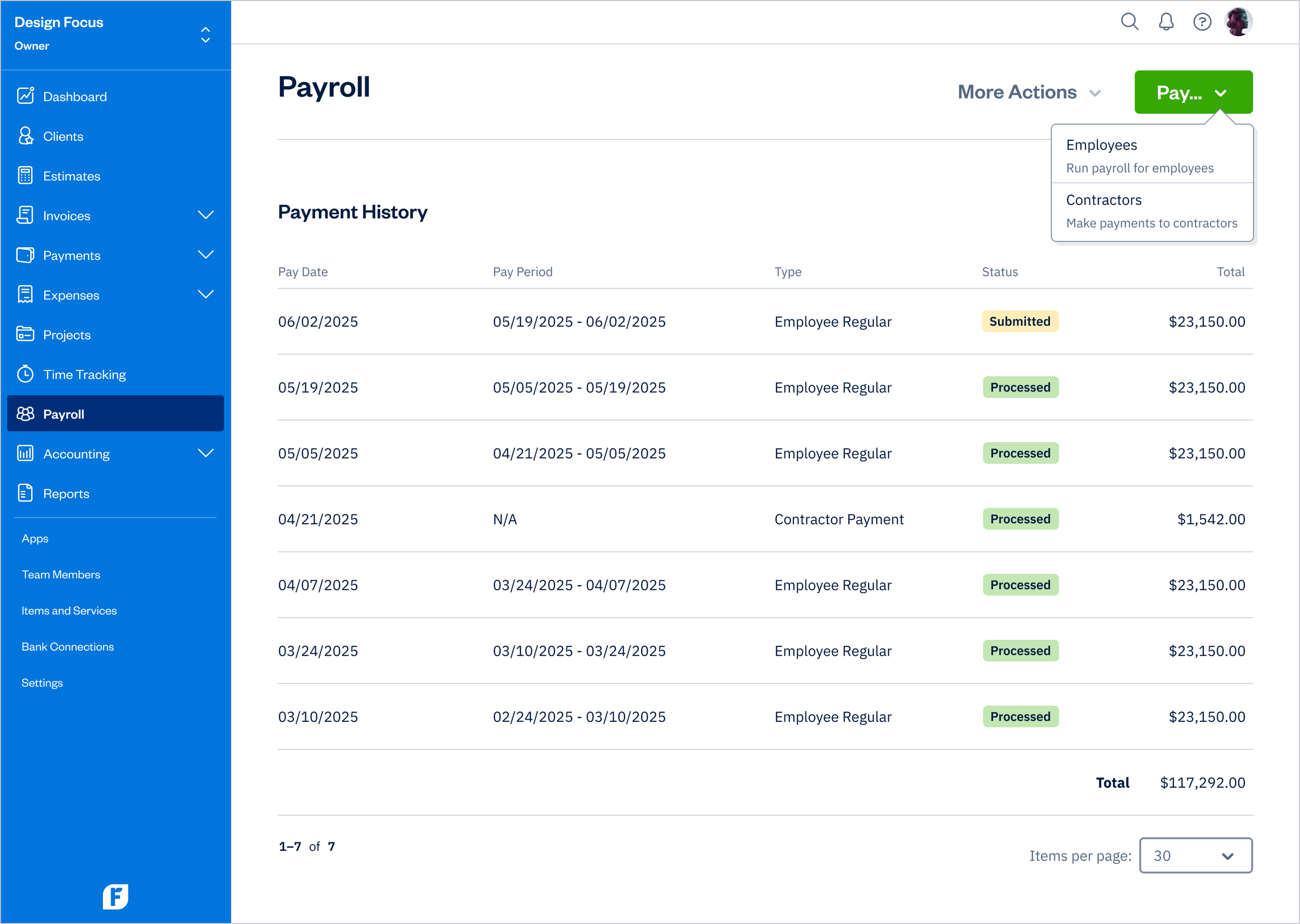 Payroll - Pay Dropdown