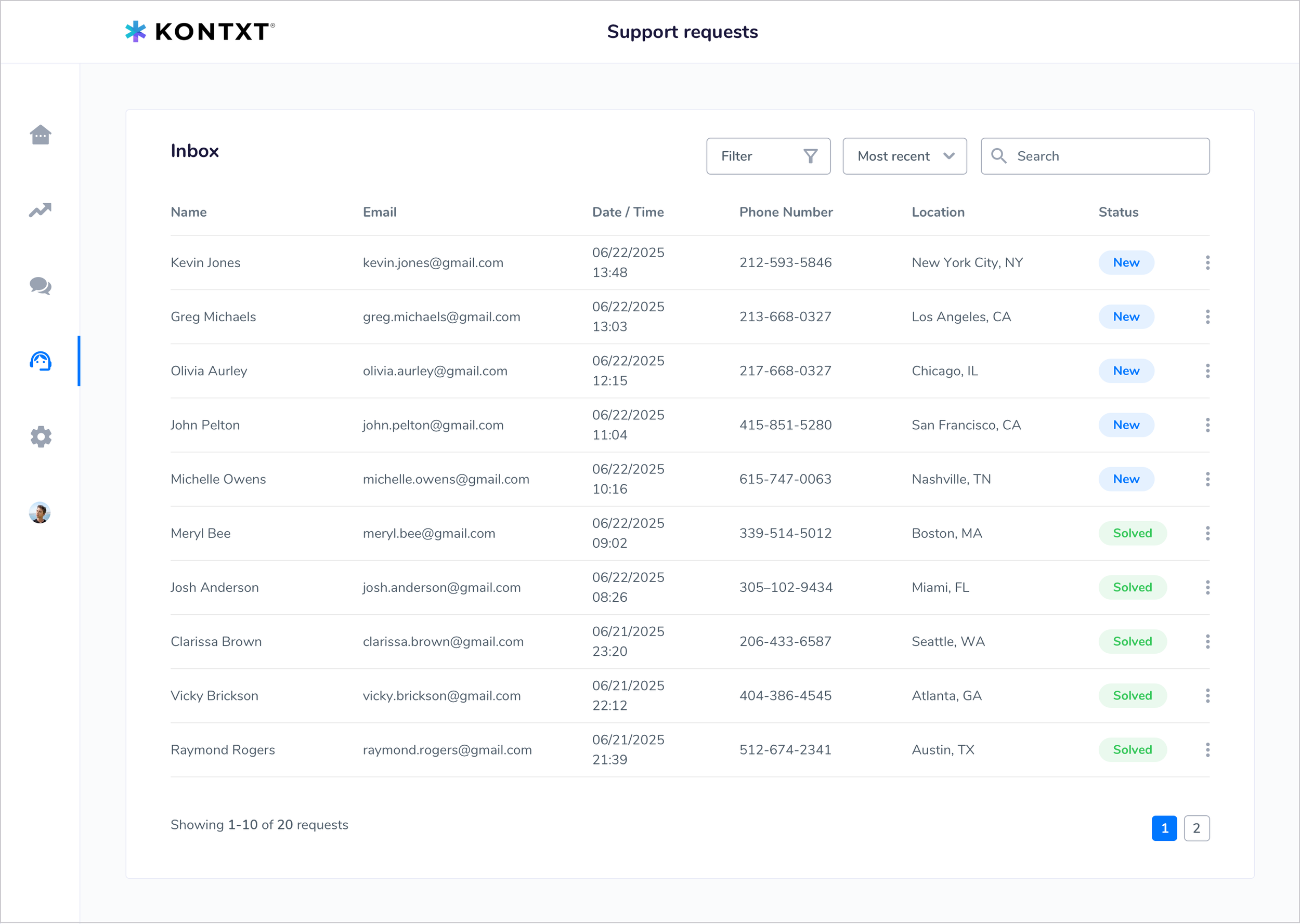 Kontxt - Support Requests