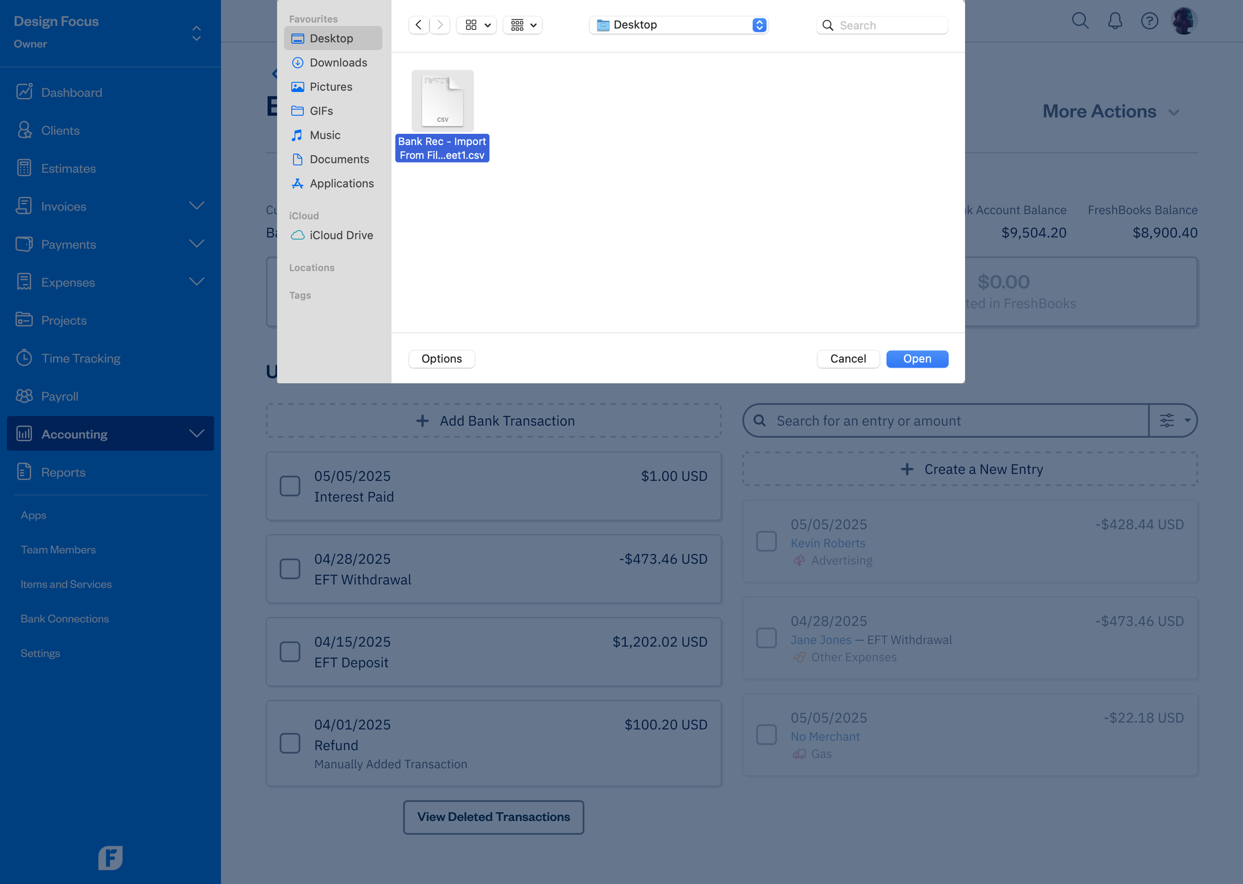 Import From File - CSV File - Selected