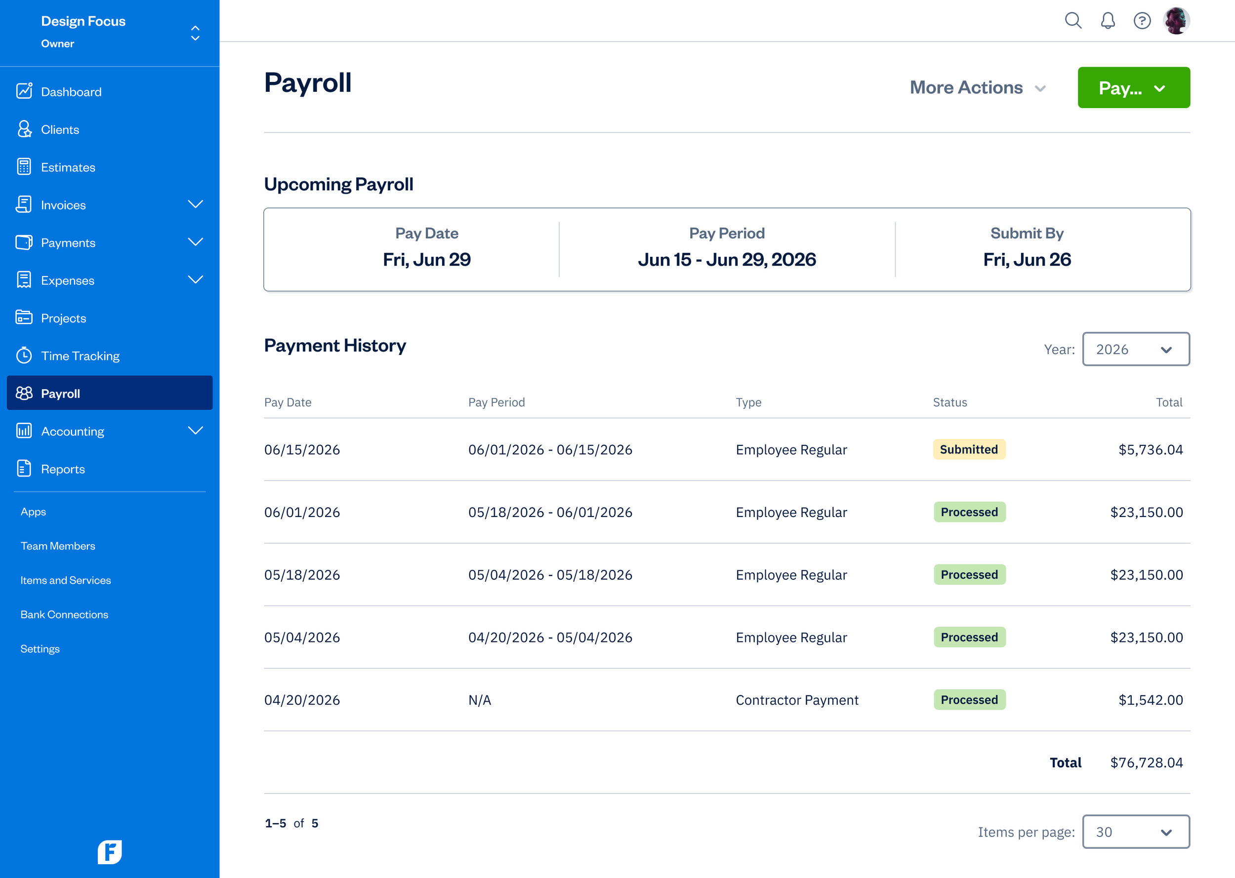 FreshBooks - Payroll