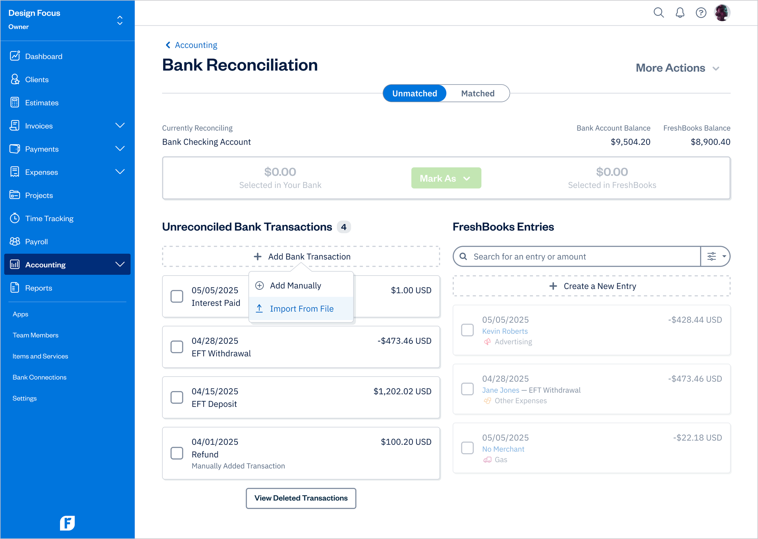 Bank Reconciliation - Import From File
