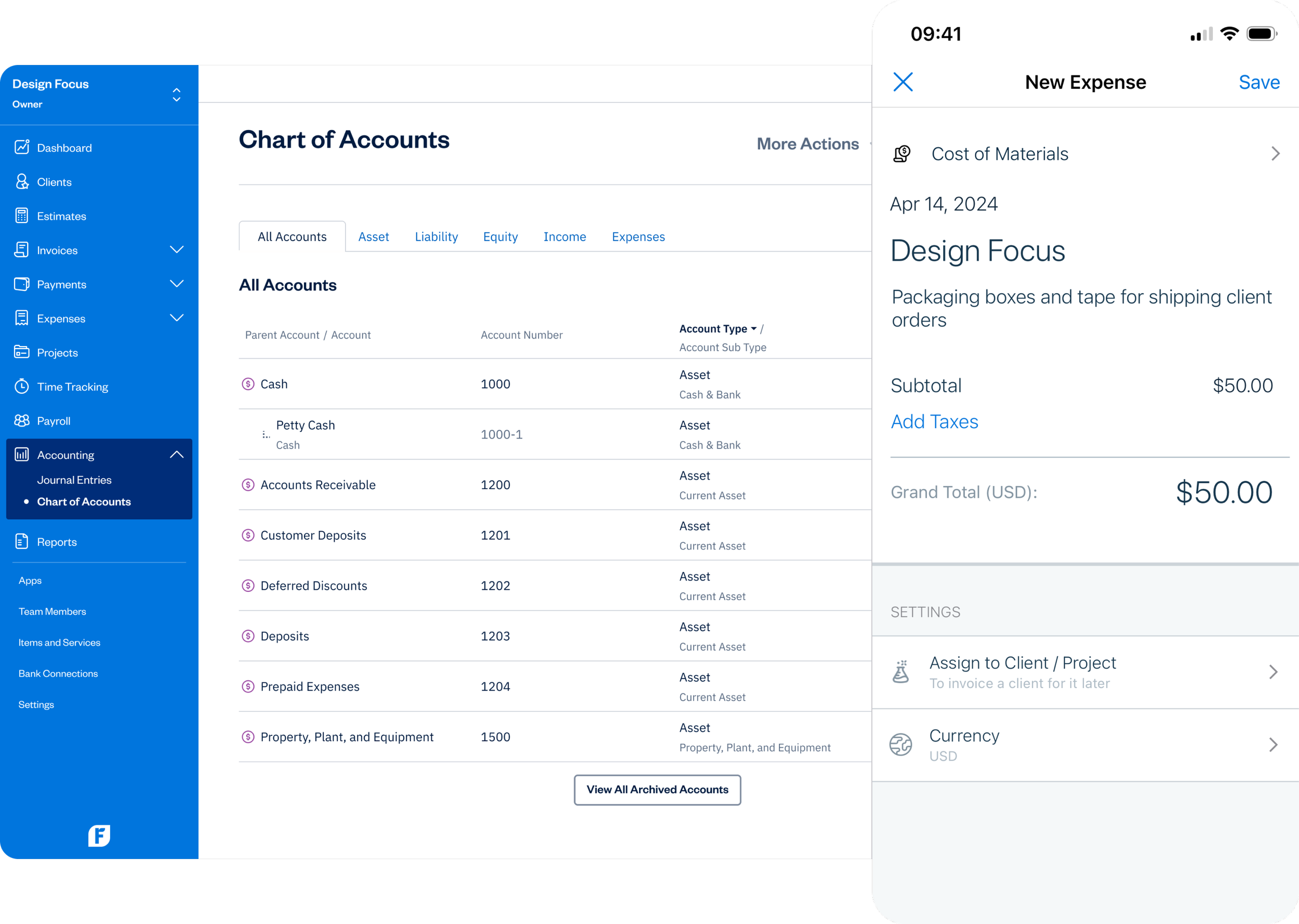 FreshBooks - Flexible Chart of Accounts