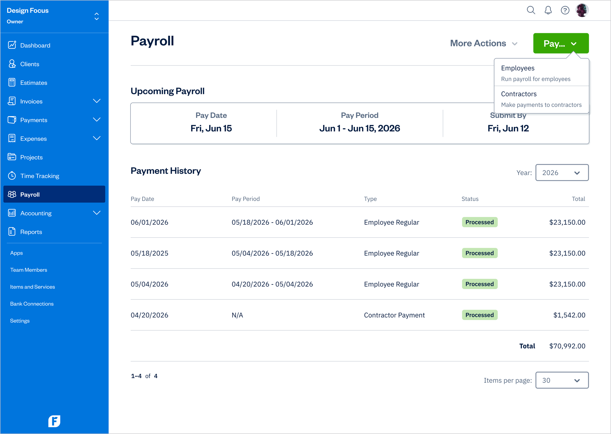 Payroll - Pay Dropdown