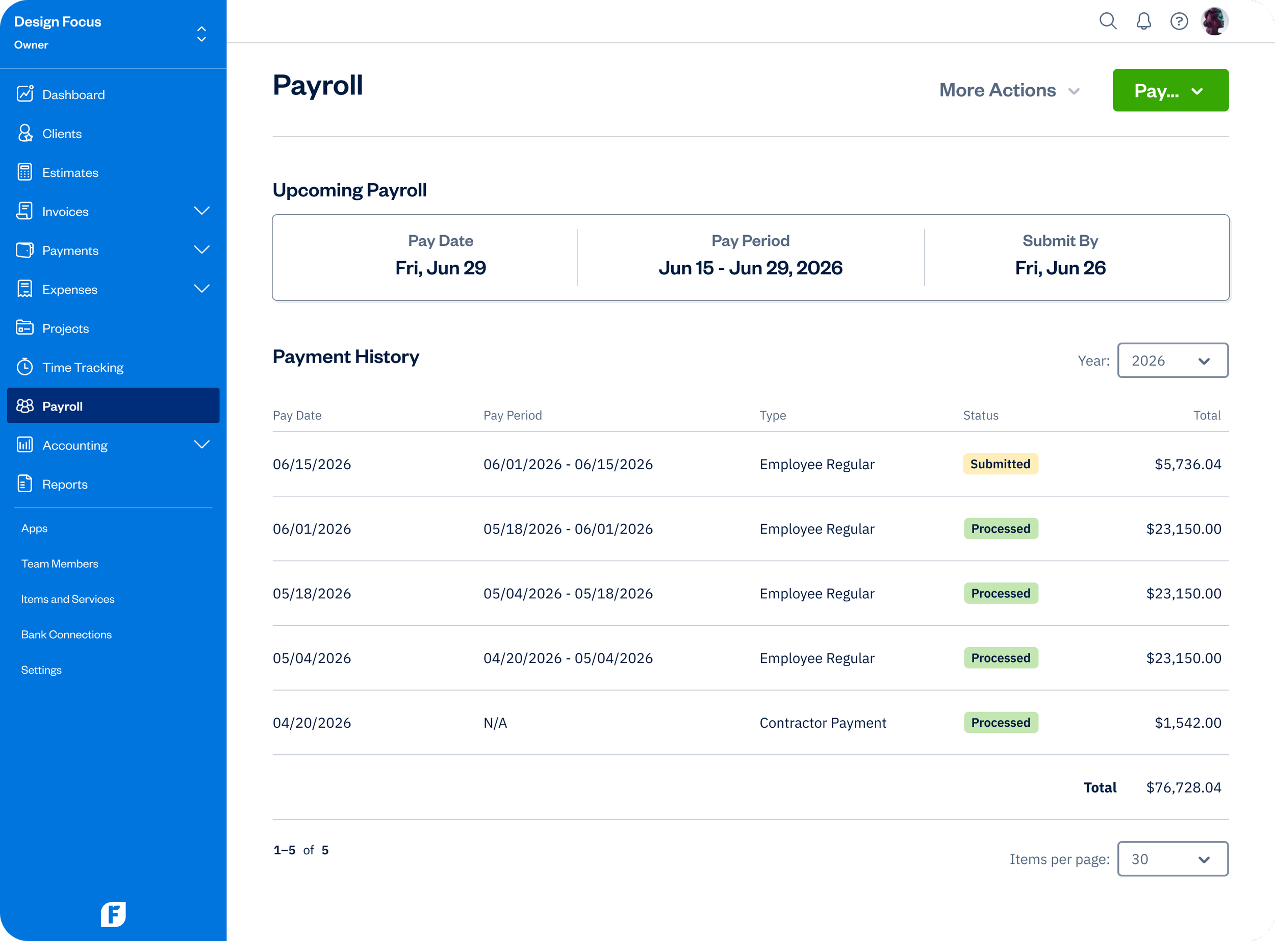 FreshBooks - Payroll