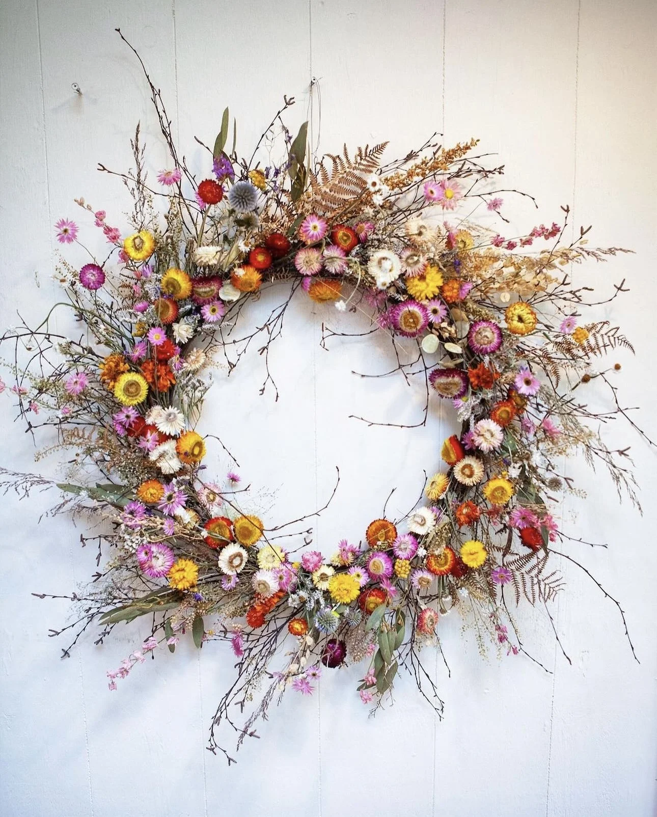 Vibrant dried floral wreath