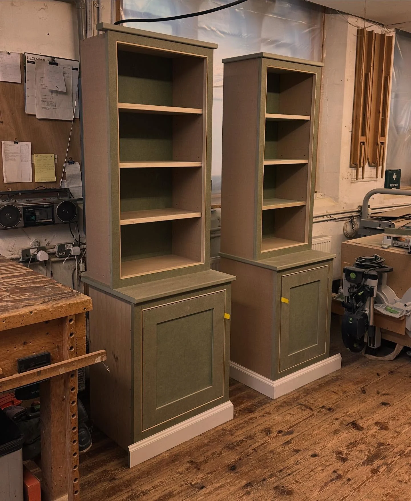 A perfect end to the week. This pair will go either side of a bay window. All finished and ready to spray. #bespokeinteriors #shakercabinets #friday