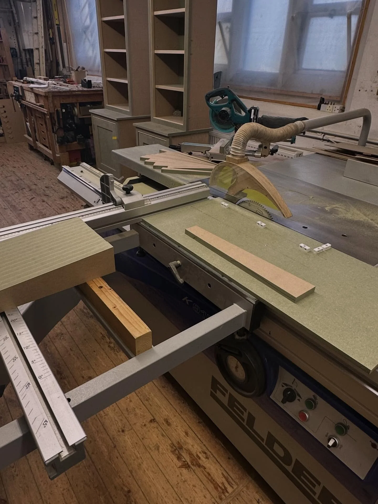 It&rsquo;s incredible how much work it takes to make something perfect NOT square. Nice little table saw set up. #workshoplife #cabinetmaker @feldergroupuk