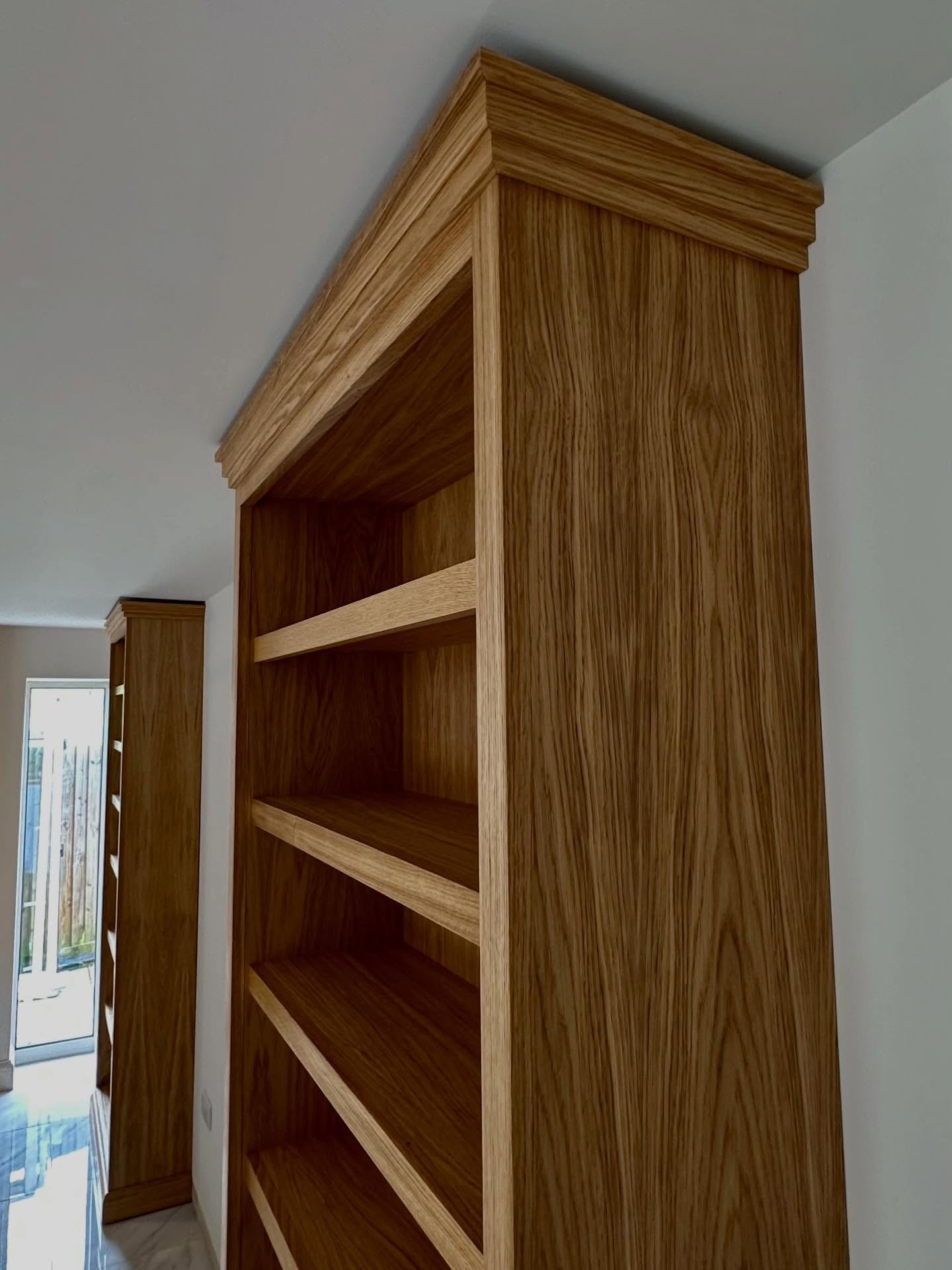 Nice quick install this morning. This pair of oak bookcases is just the start of the transition for this property. #bespokeinteriors #oakfurniture #bookcases