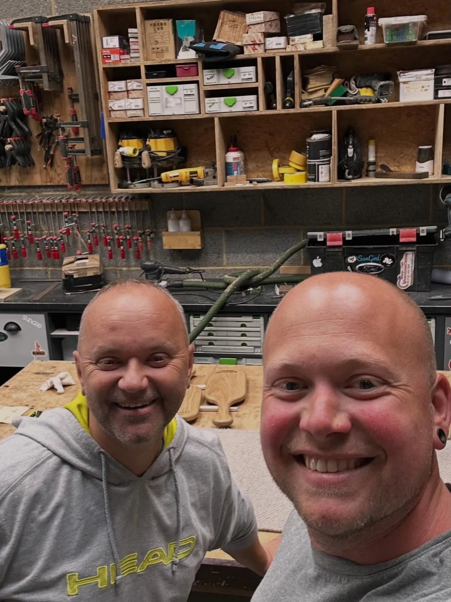 Such an amazing welcome to Hanslope. Today I had @mkfmradio and @fixradiouk Trevor Marshall in the workshop for an interview on his amazing local podcast. #cabinetmaker #smallbusinessowner #newworkshop