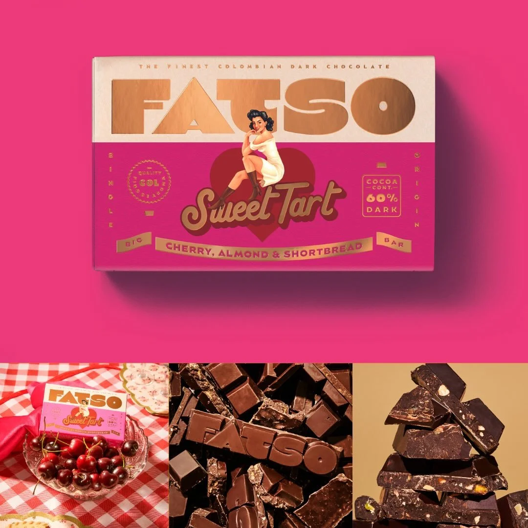 FATSO! Get yourself down to our shop this Saturday 21st between 11 and 2 for a taste of our 6 different flavours of @so.fatso bars. 
🍫 The lovely Jamie will be here to introduce you to this delicious chocolate!
&bull;
#chocolate #chocolatetasting #f