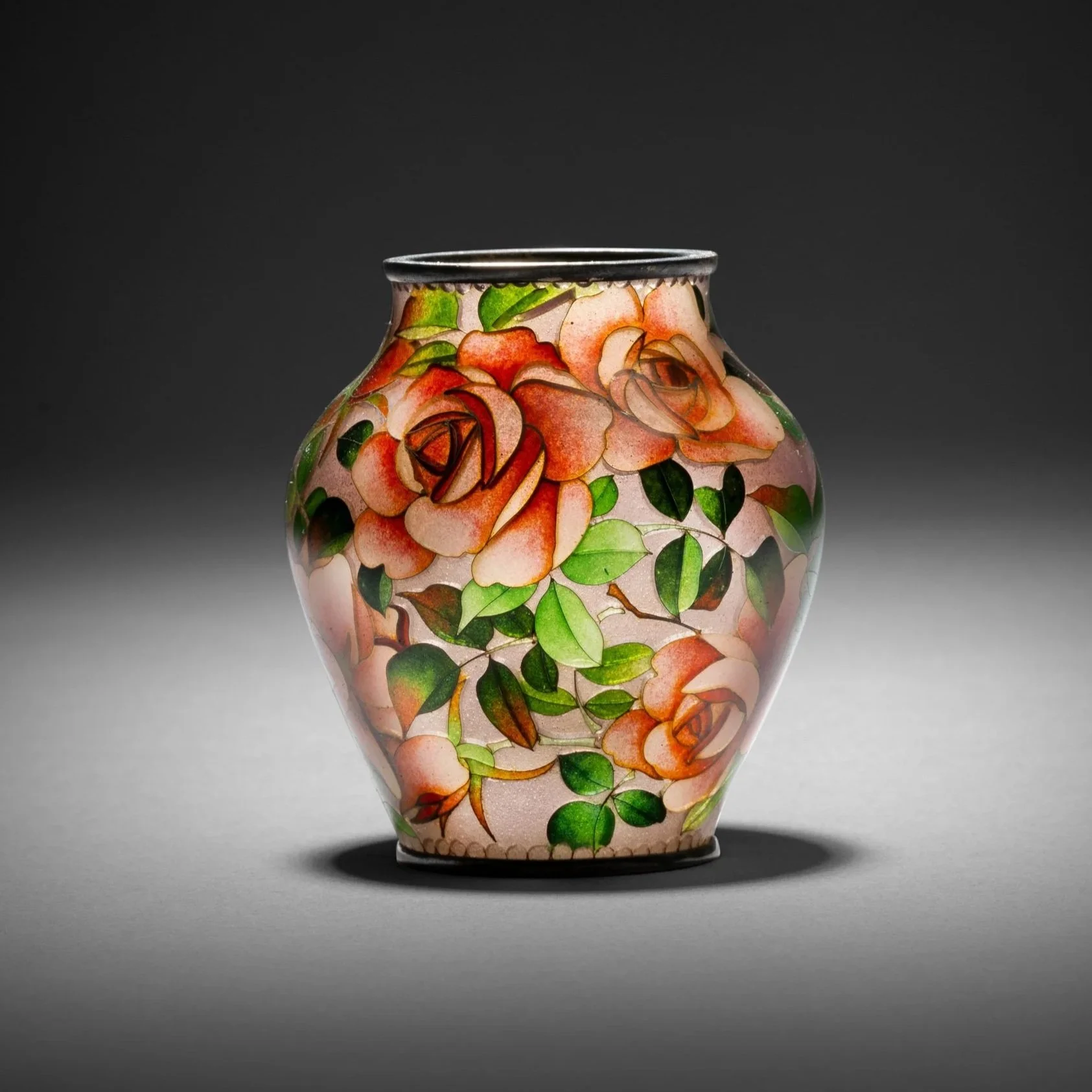 SOLD Plique-a-jour Roses
