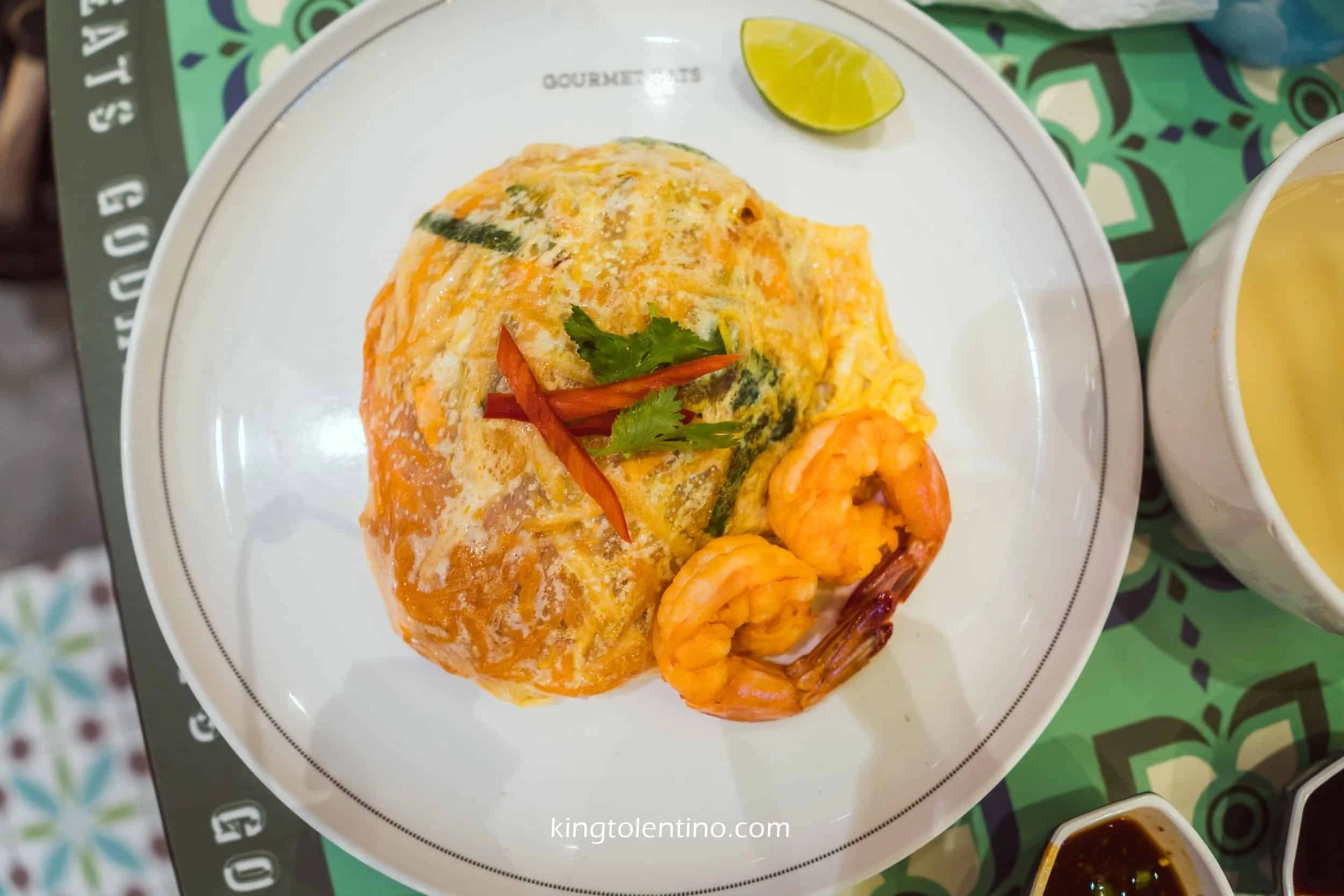 Pad Thai with River Prawns wrapped in Omelet
