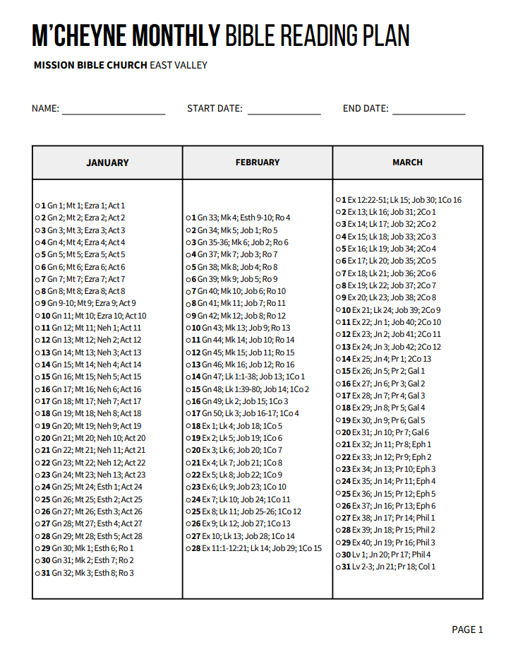 Bible Reading Plan — Mission Bible Church AZ