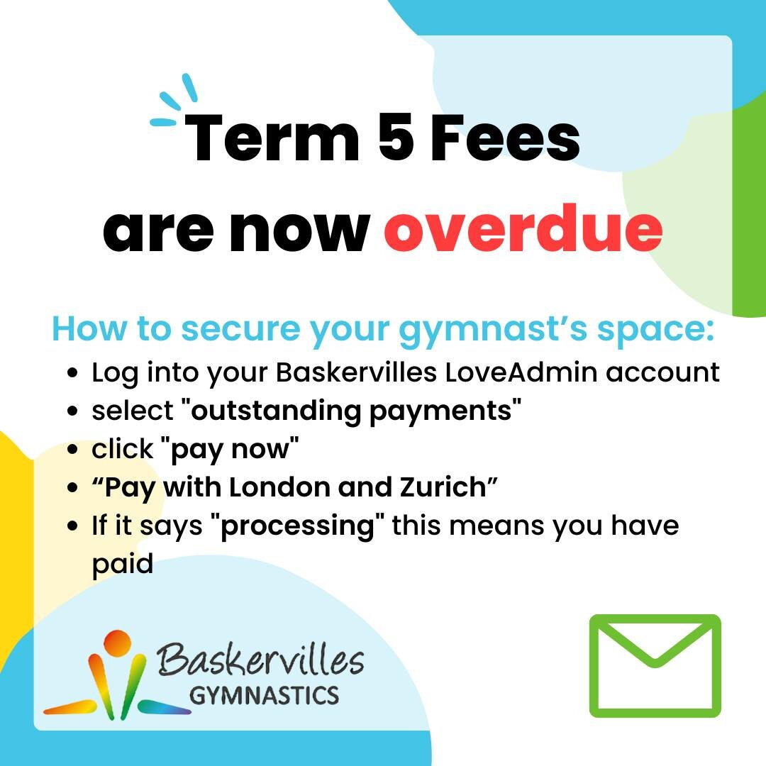 Term 5 fees are now overdue❗️⭐️ 

Log into your LoveAdmin account and and secure your space 📲