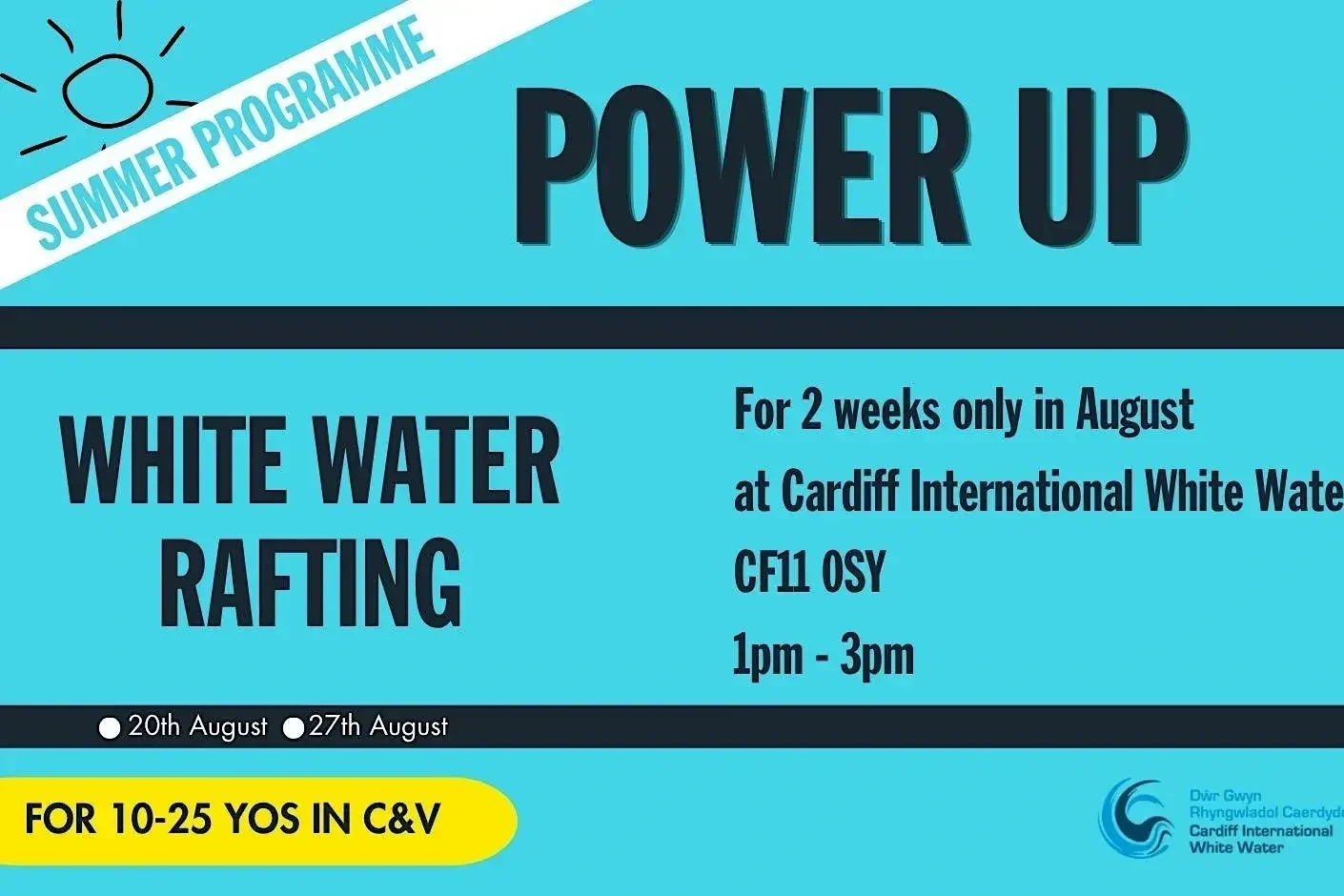 Power Up Summer Programme: White Water Rafting (for 10-25YOs)