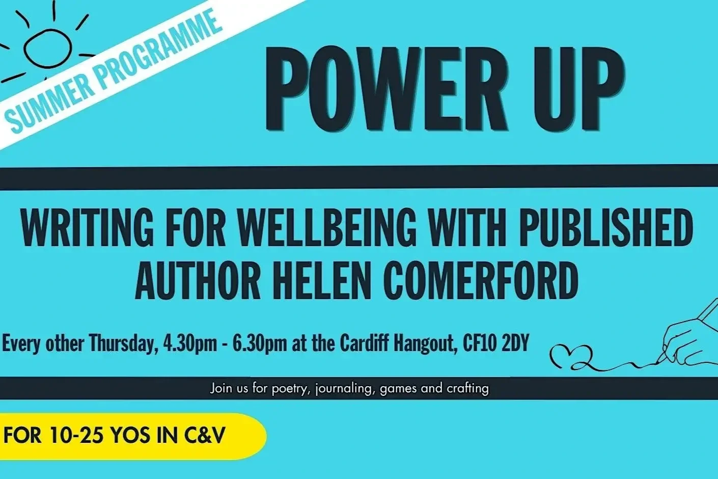 Power Up Summer Programme: Writing for Wellbeing (for 10-25YOs)