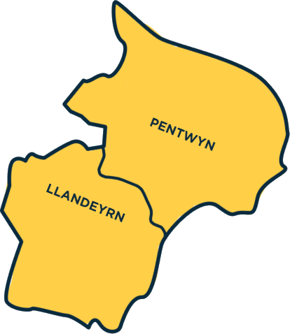 Graphic of outline of Pentwyn and Llanederyn