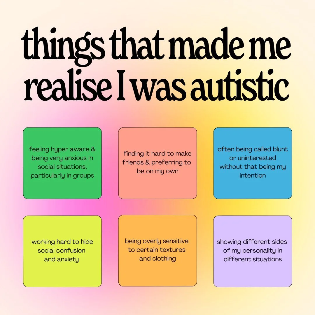 for years i put a lot of these down to not being good enough, or smart enough or nice enough 😶&zwj;🌫️

*obviously this is an non exhaustive list* and no relating to all these things doesn't automatically make you autistic 🤫

but for me these were 