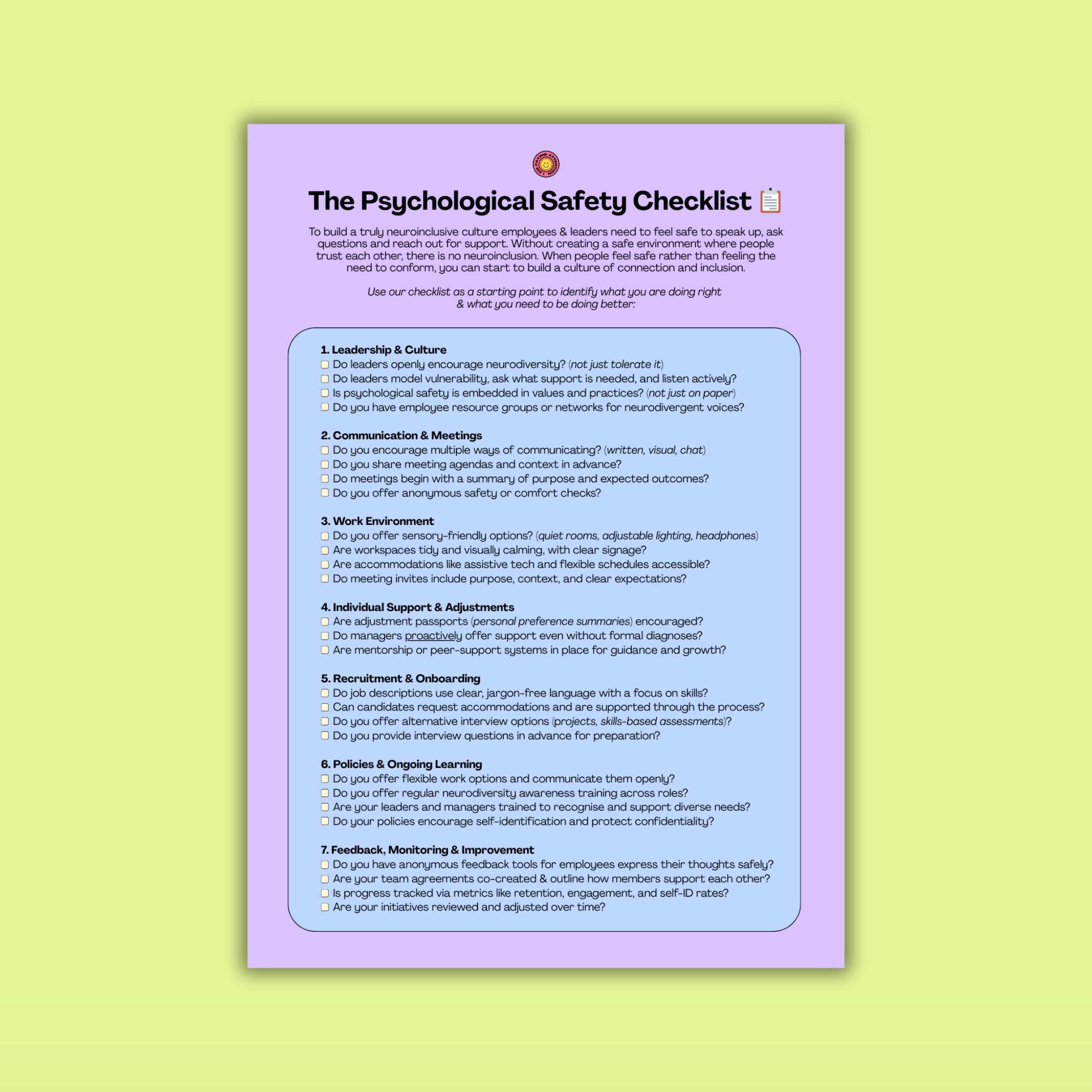 The Psychological Safety Checklist ð
