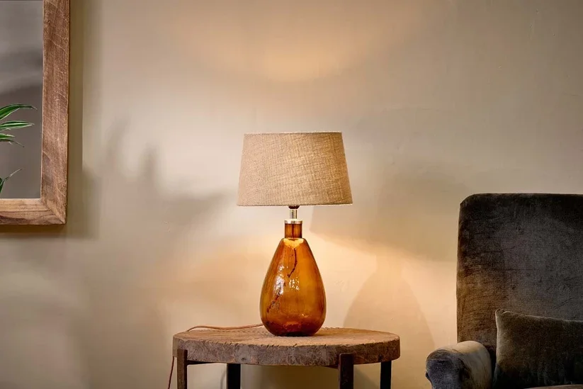 NKUKU BABA RECYCLED GLASS LAMP BASE - BURNT AMBER - SMALL TALL
