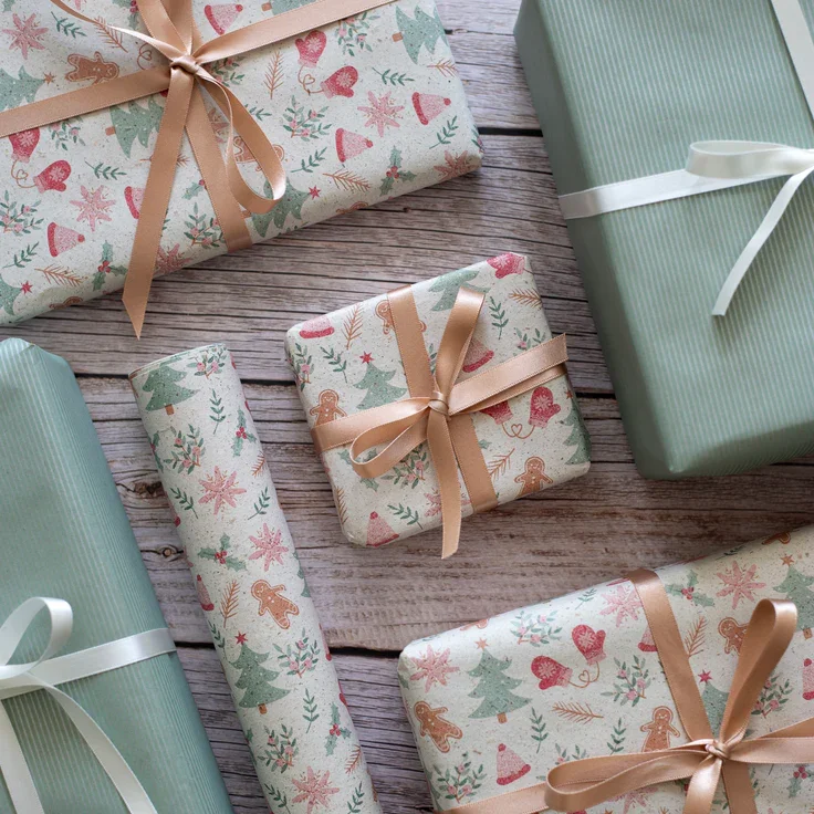 CASCAYDE 5M ROLL GINGERBREAD WRAPPING PAPER